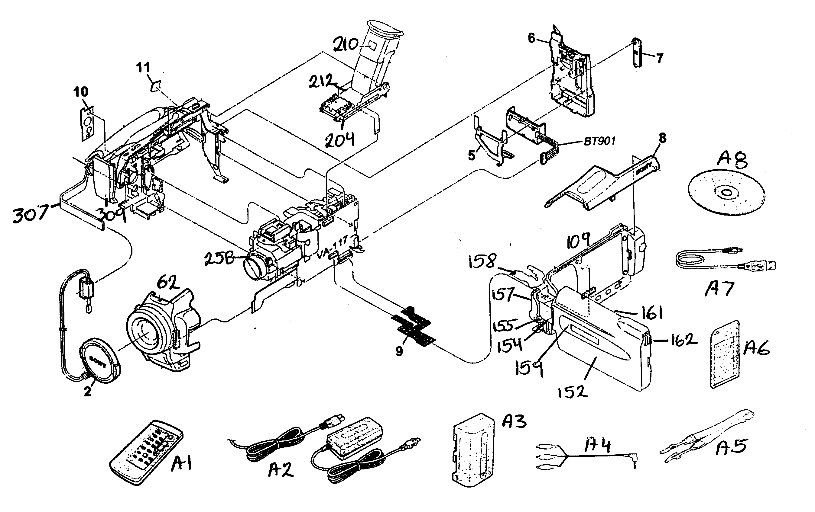 Sony DCR-TRV18 cabinet parts diagram