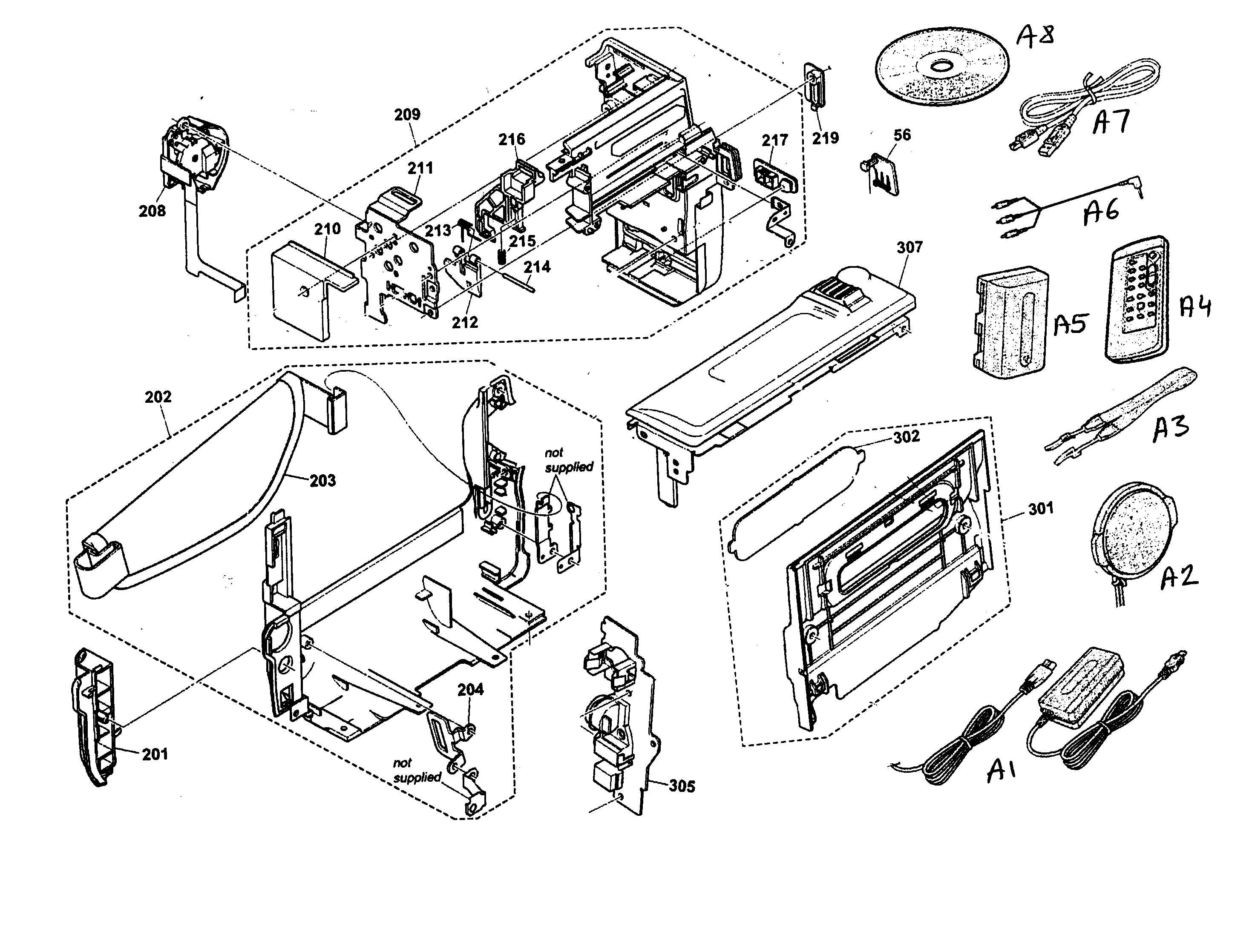 Sony DCR-TRV140M cabinet parts diagram