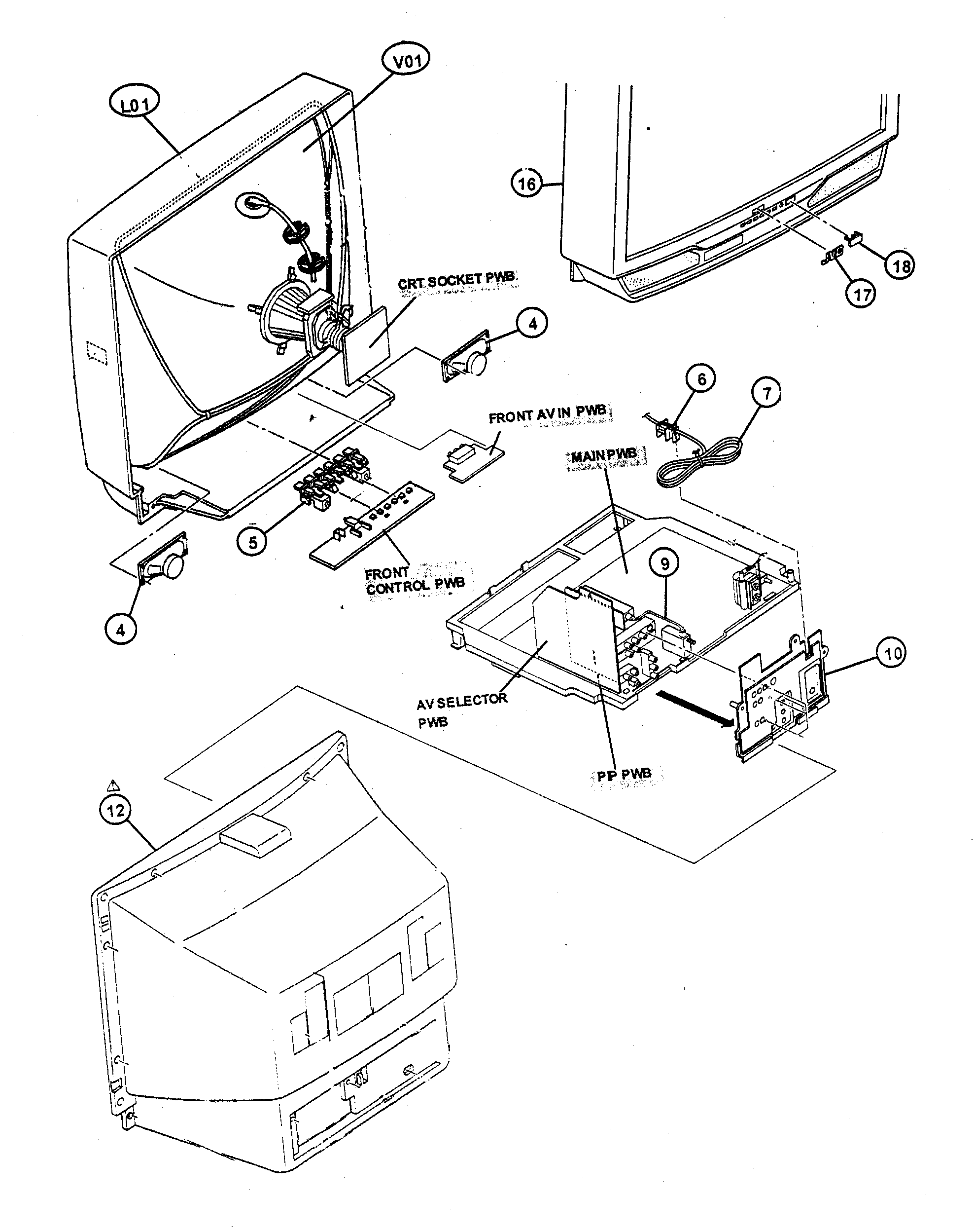 JVC AV-32S36 cabinet parts diagram
