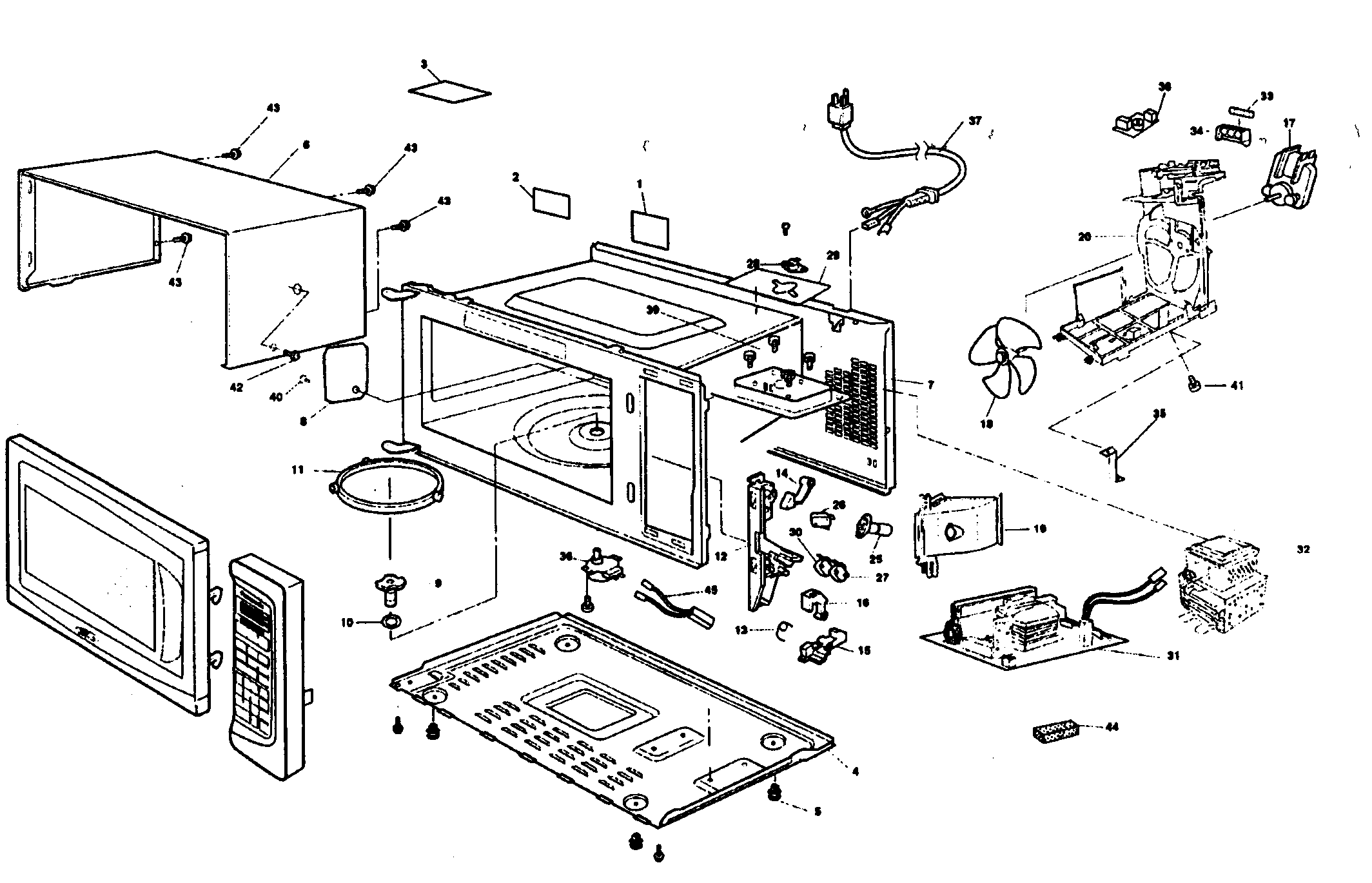 Panasonic NN-S522WF cabinet parts diagram