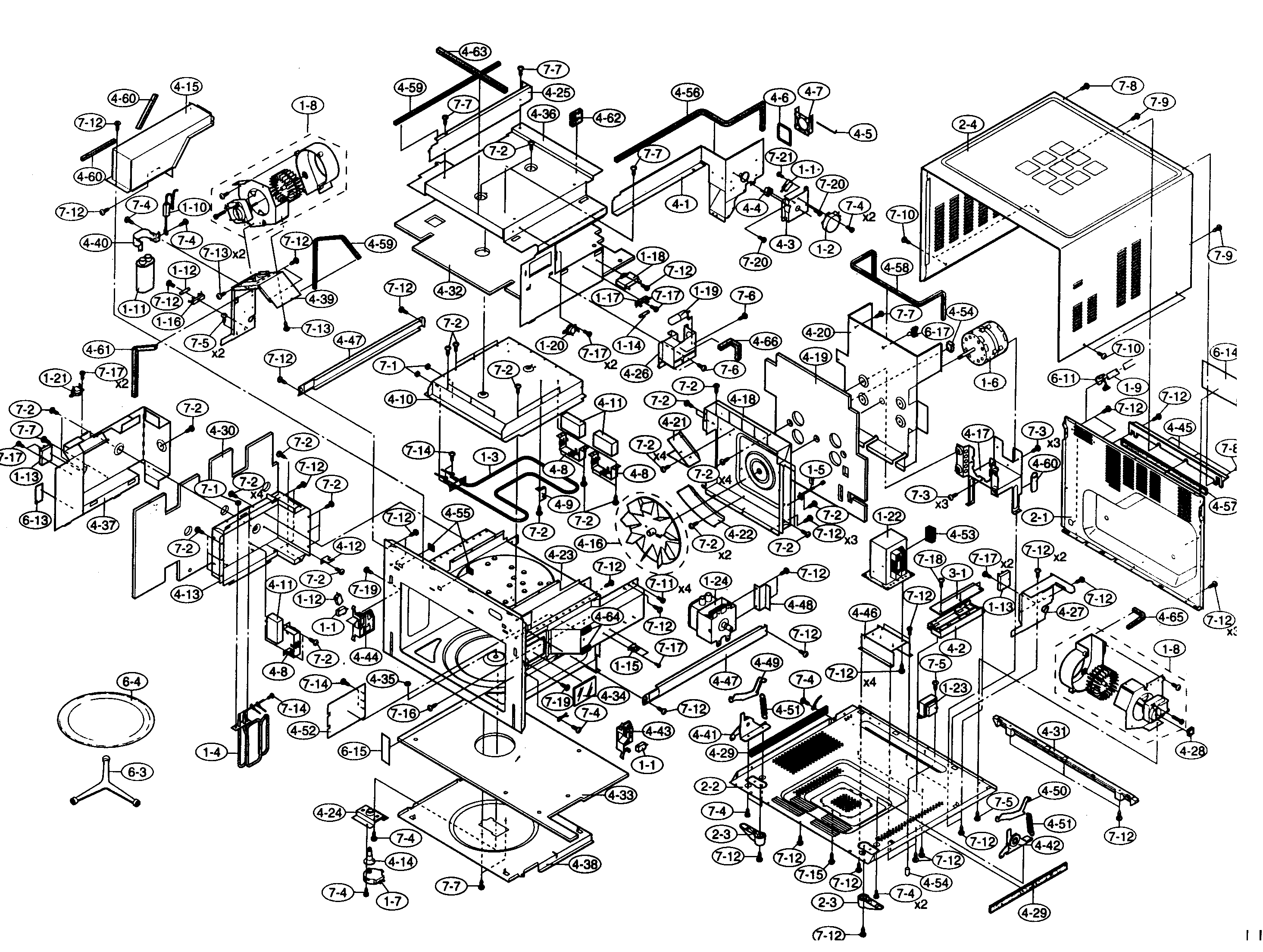 Sharp R-90GC cabinet parts diagram