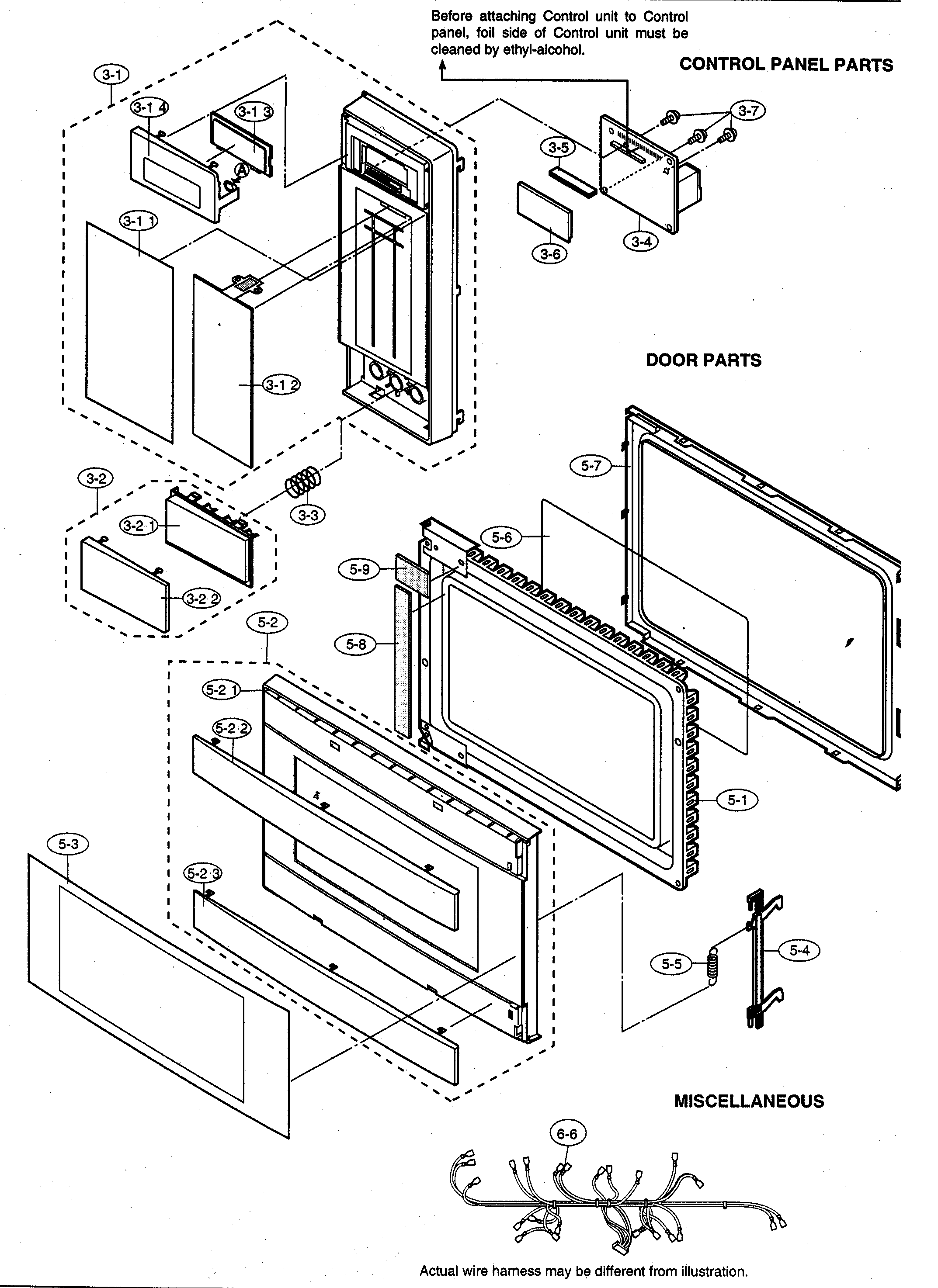 Sharp R-216FS control panel/door/miscellaneous diagram