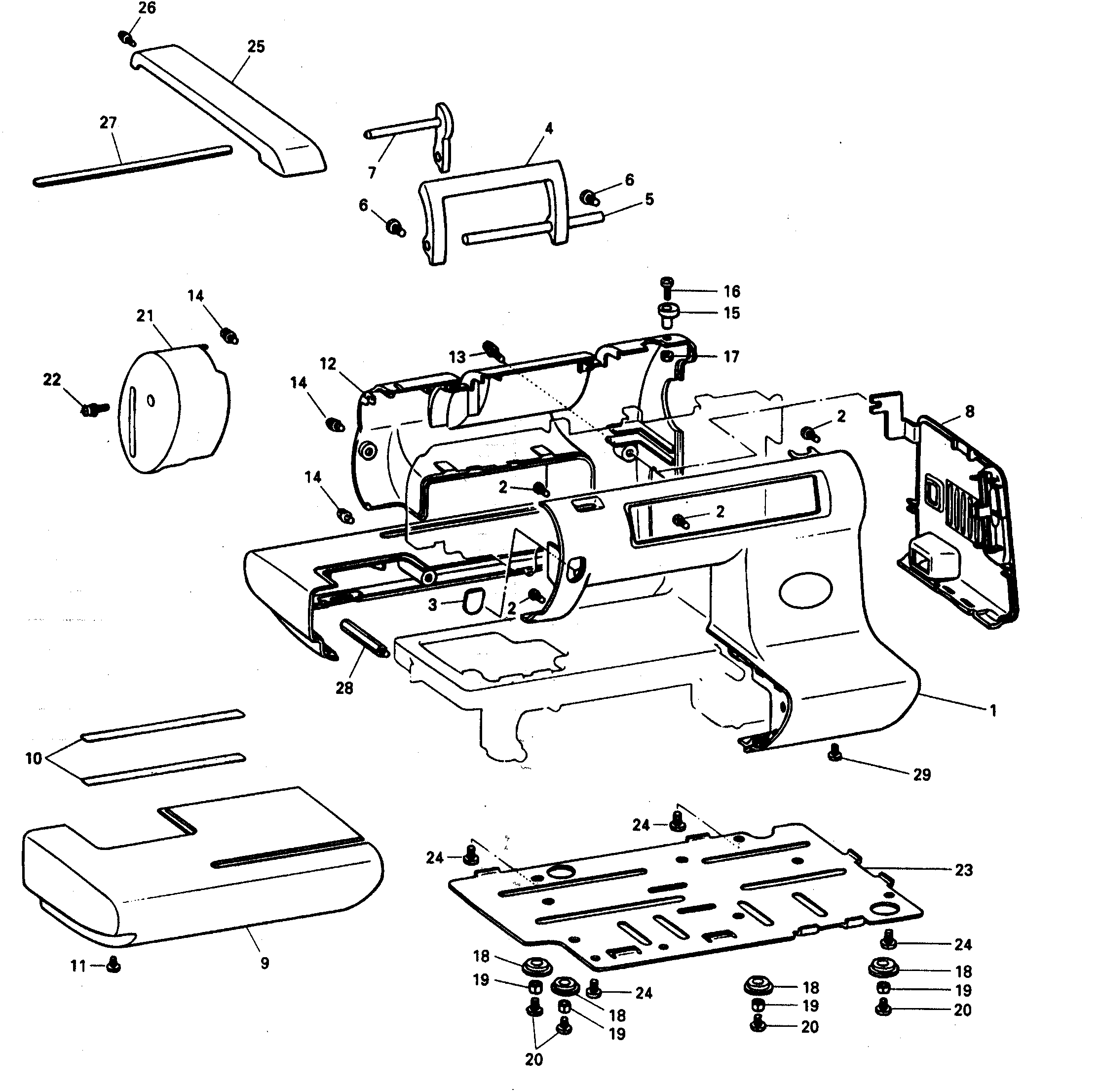 Brother PE-180D front assy diagram