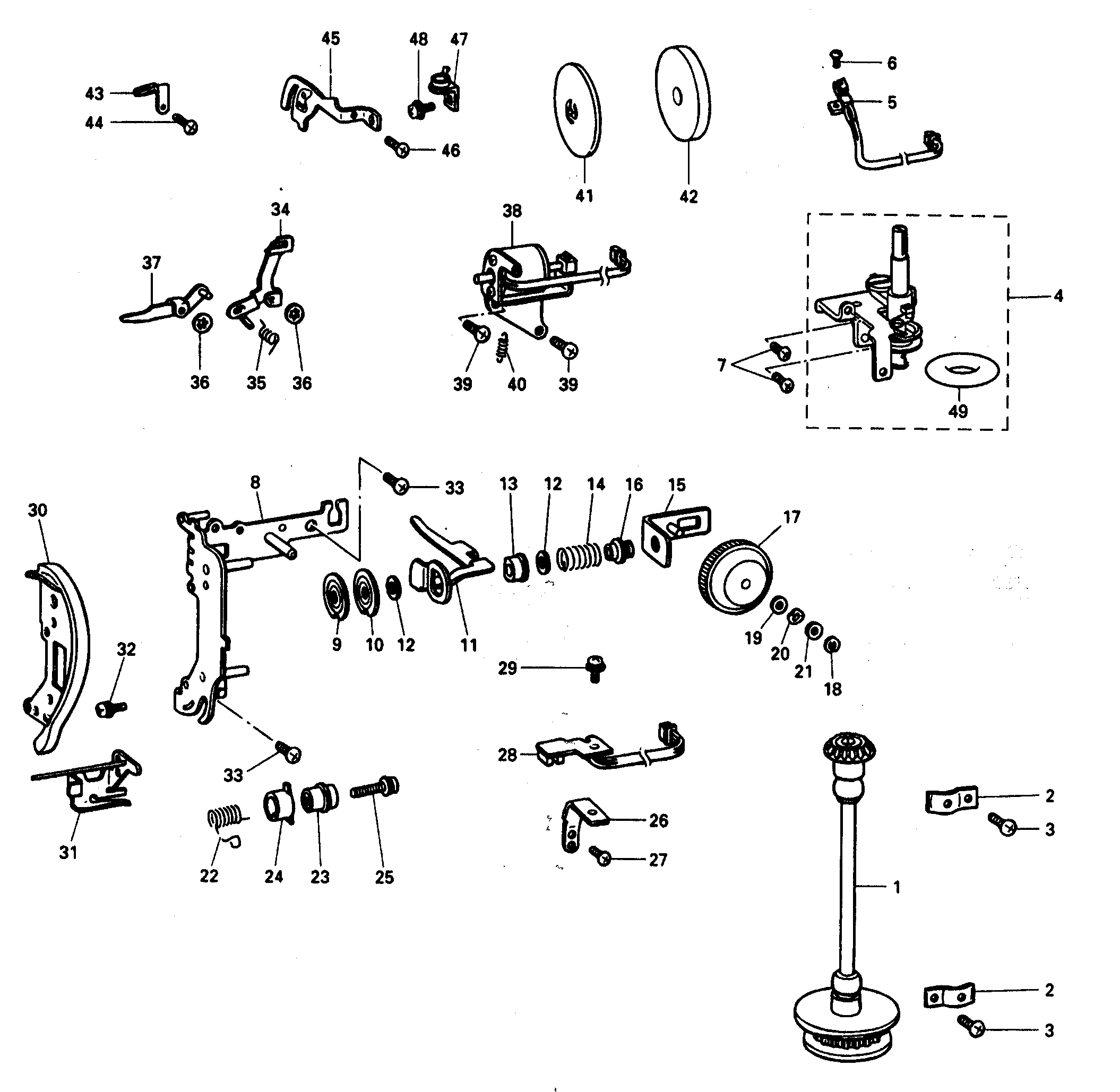 Brother PE-180D vertical shaft diagram