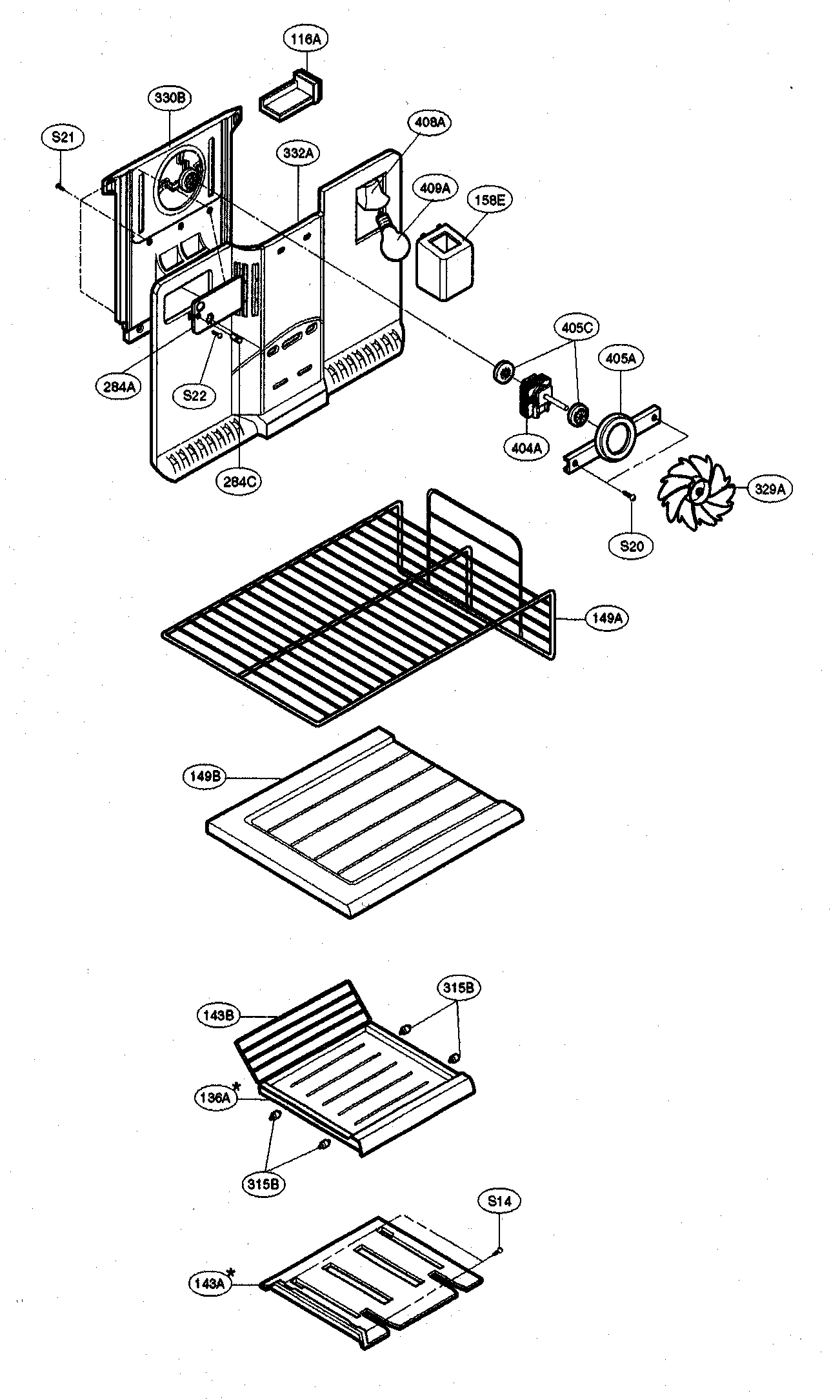 Kenmore 79573266300 freezer parts diagram