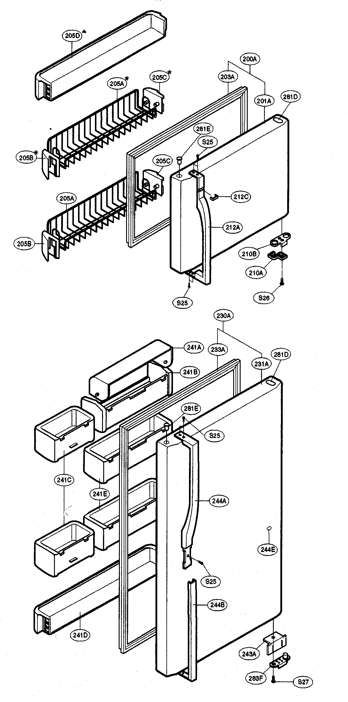 Kenmore 79573266300 door parts diagram