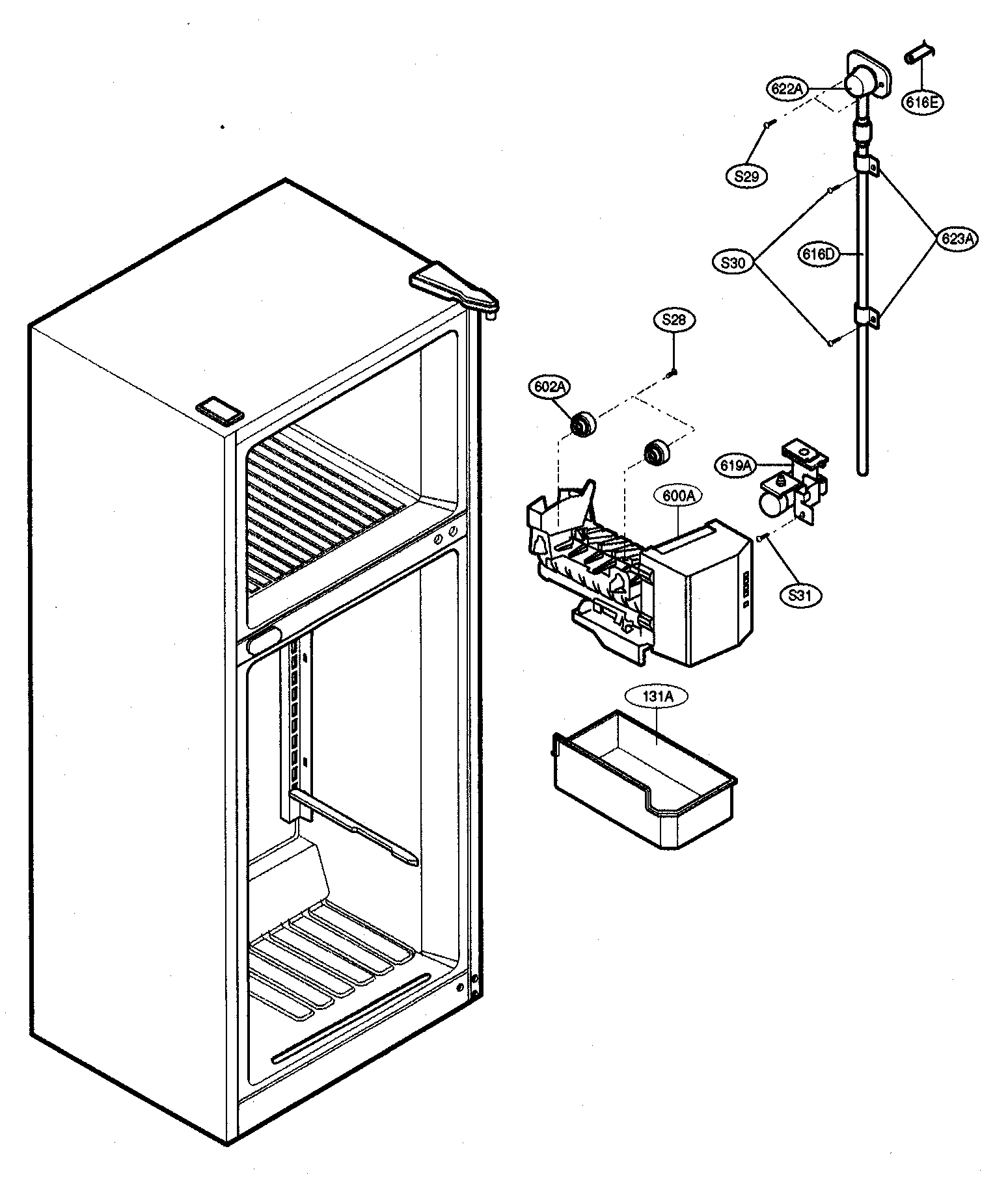 Kenmore 79573263301 ice maker parts 1 diagram