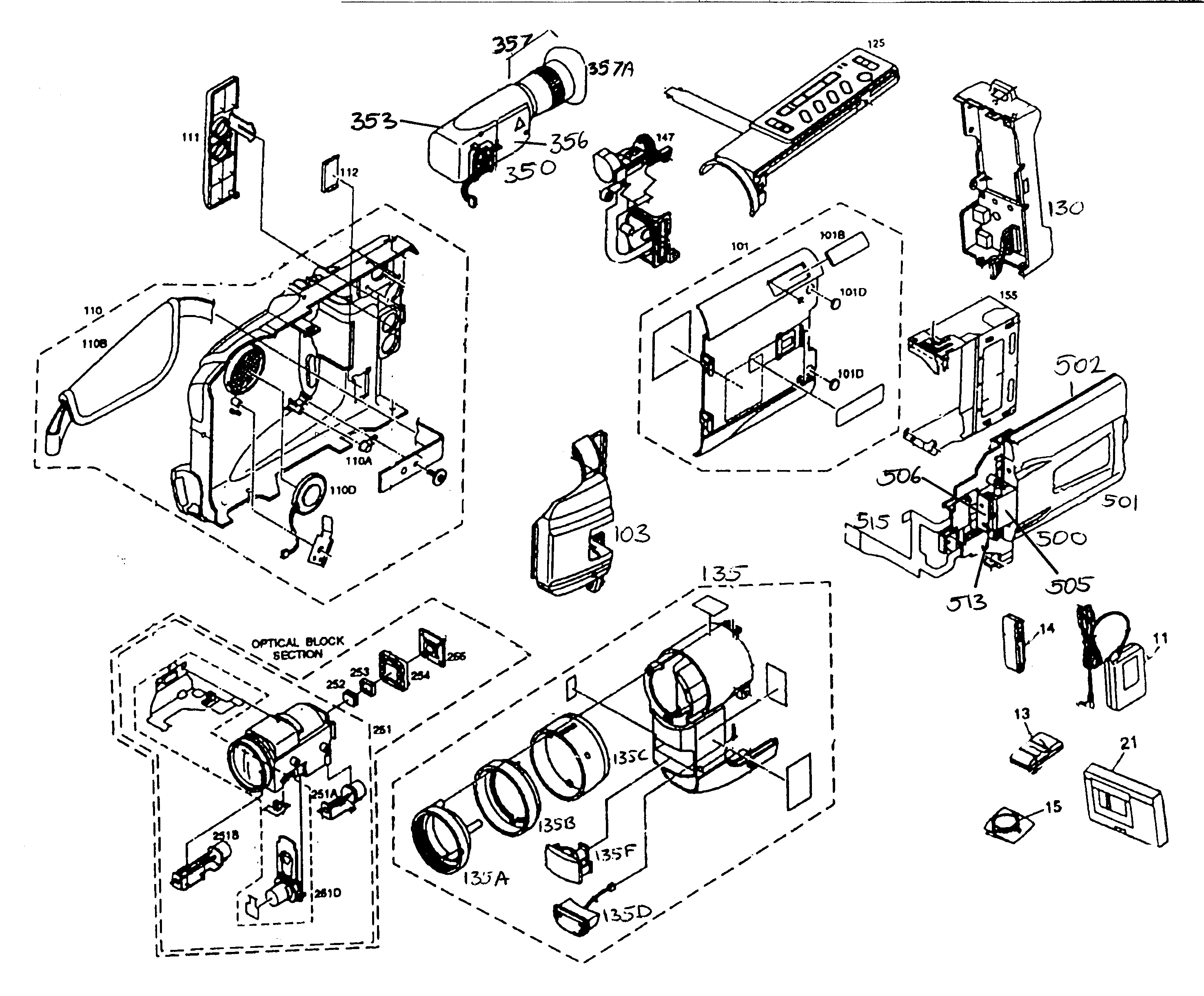 JVC GR-SXM245U cabinet parts diagram
