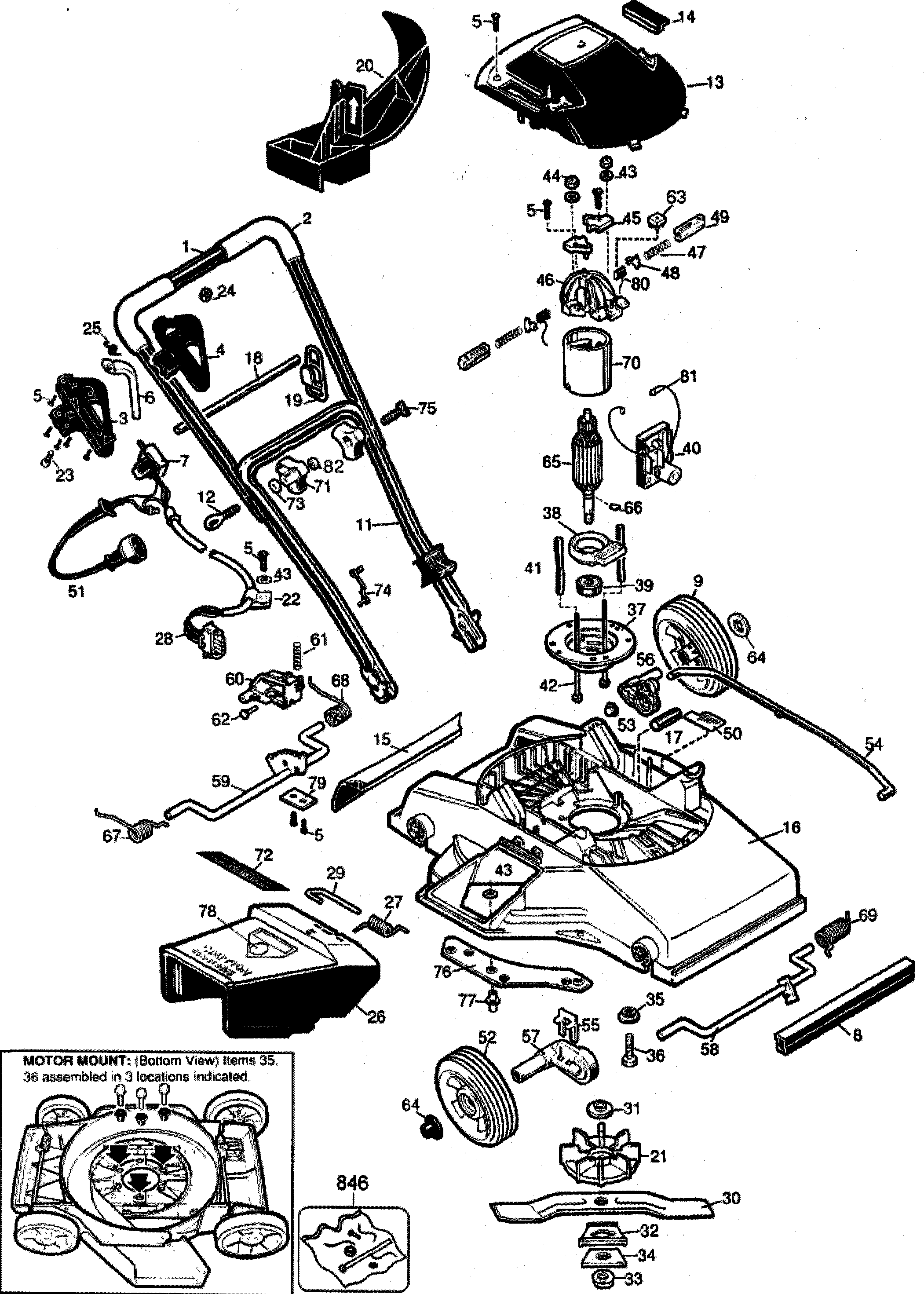 Black & Decker MM450TY2 lawn mower diagram