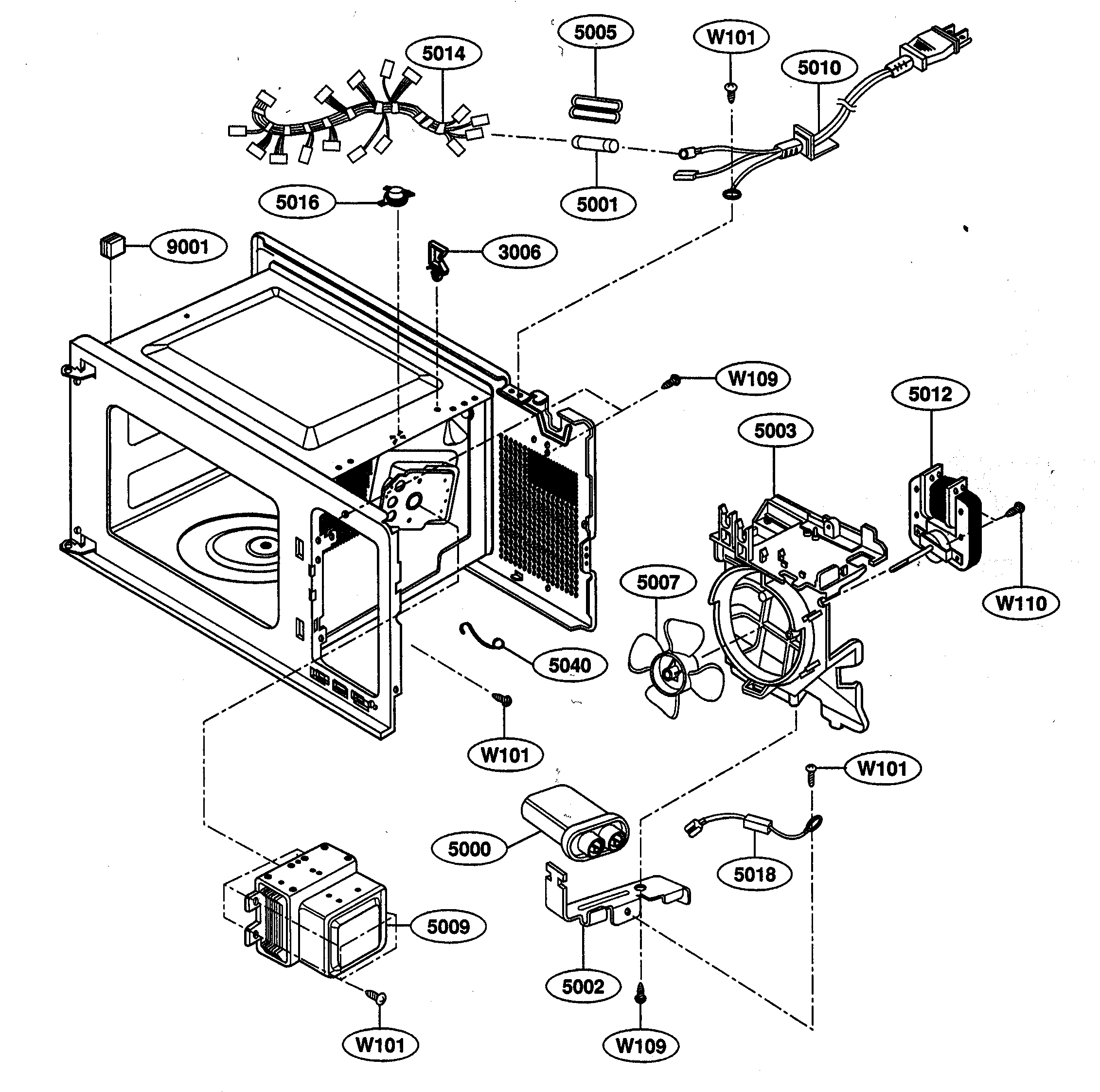 Kenmore 72162212200 interior parts diagram