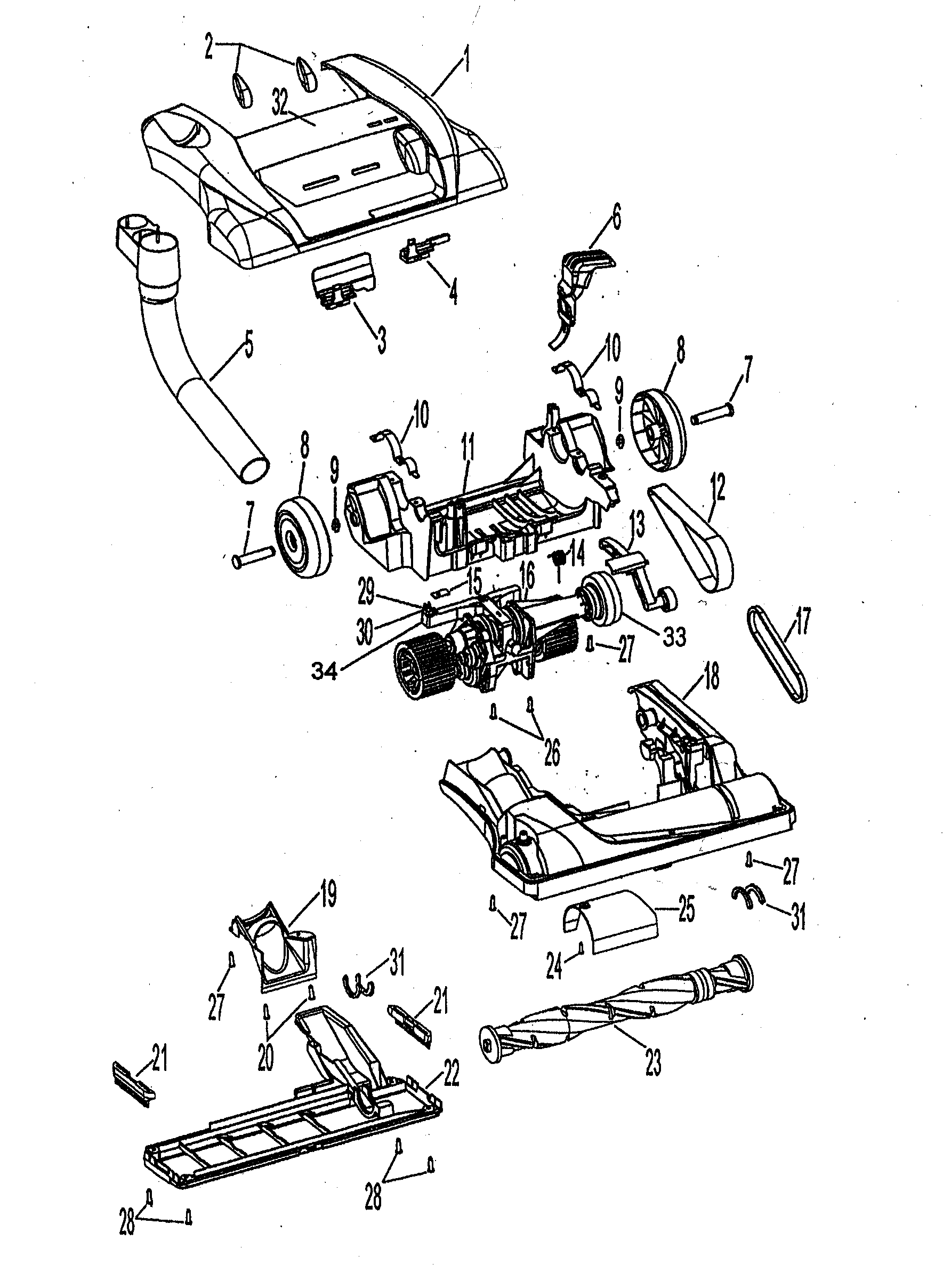 Hoover U6433900 cabinet parts 1 diagram