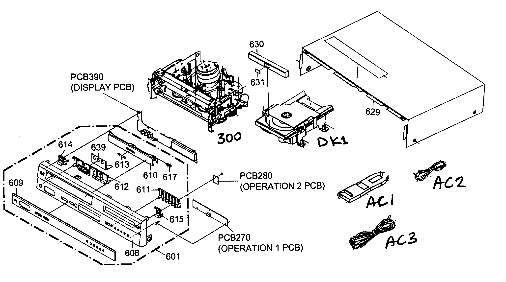 Toshiba SD-V280 cabinet parts diagram