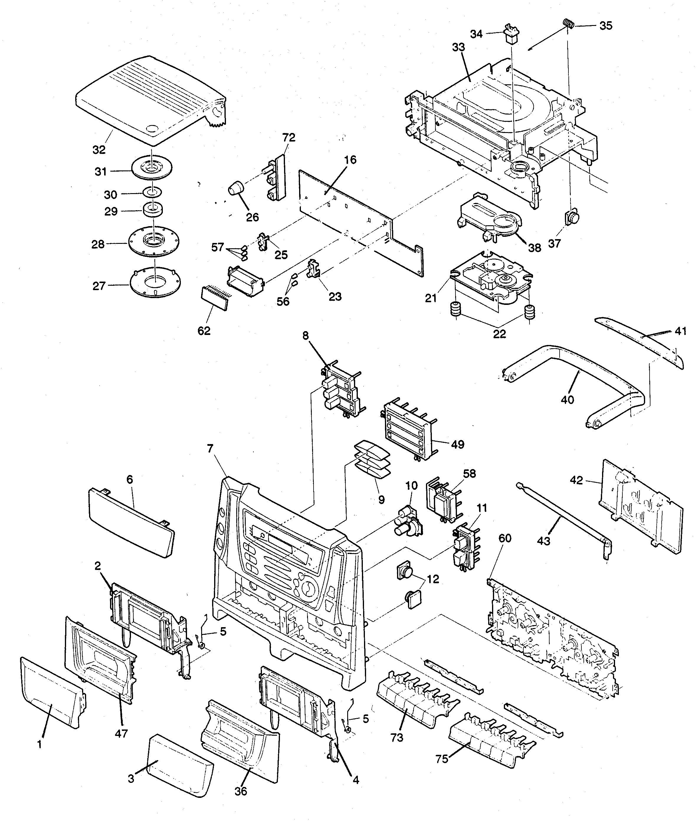 Aiwa CA-DW539 cabinet parts diagram