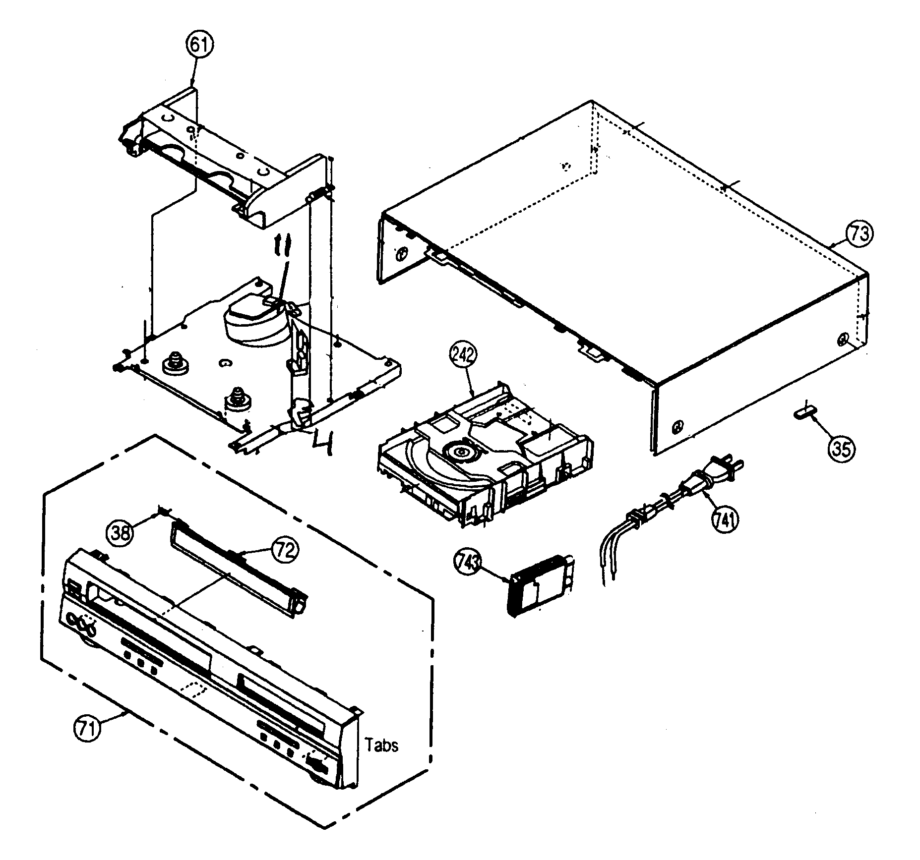 Panasonic PV-D4743S cabinet parts diagram