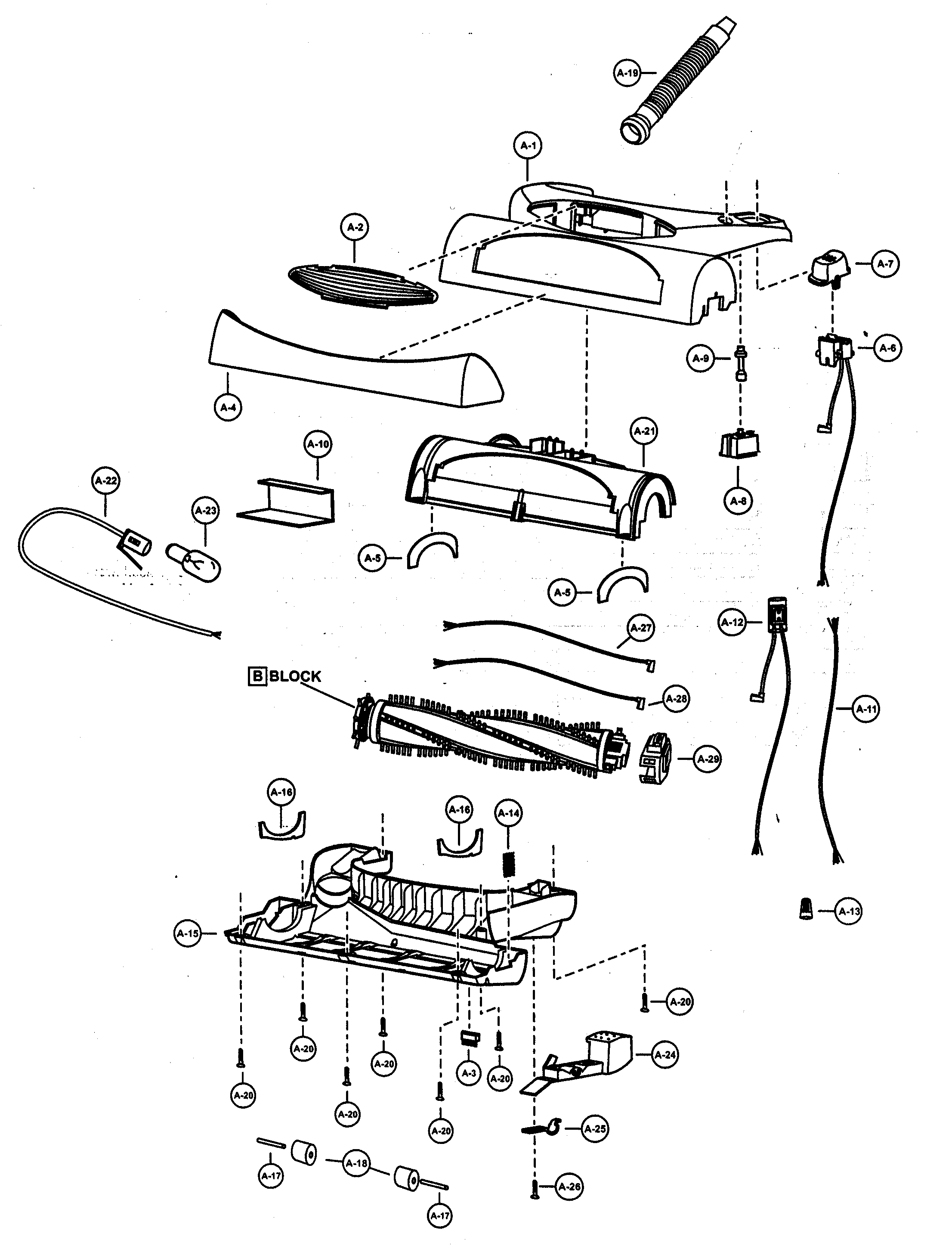 Panasonic MC-V7428 nozzle housing diagram