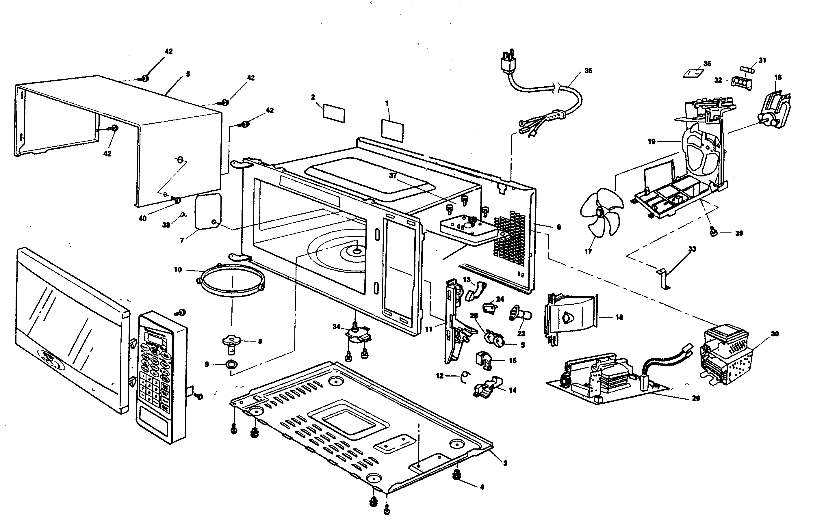 Panasonic NN-S550WF cabinet parts diagram
