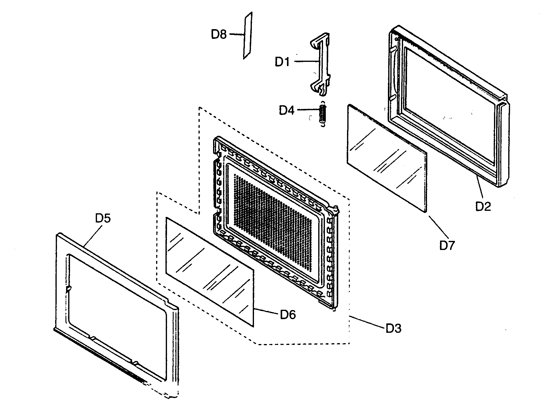 Panasonic NN-L530BF door assy diagram