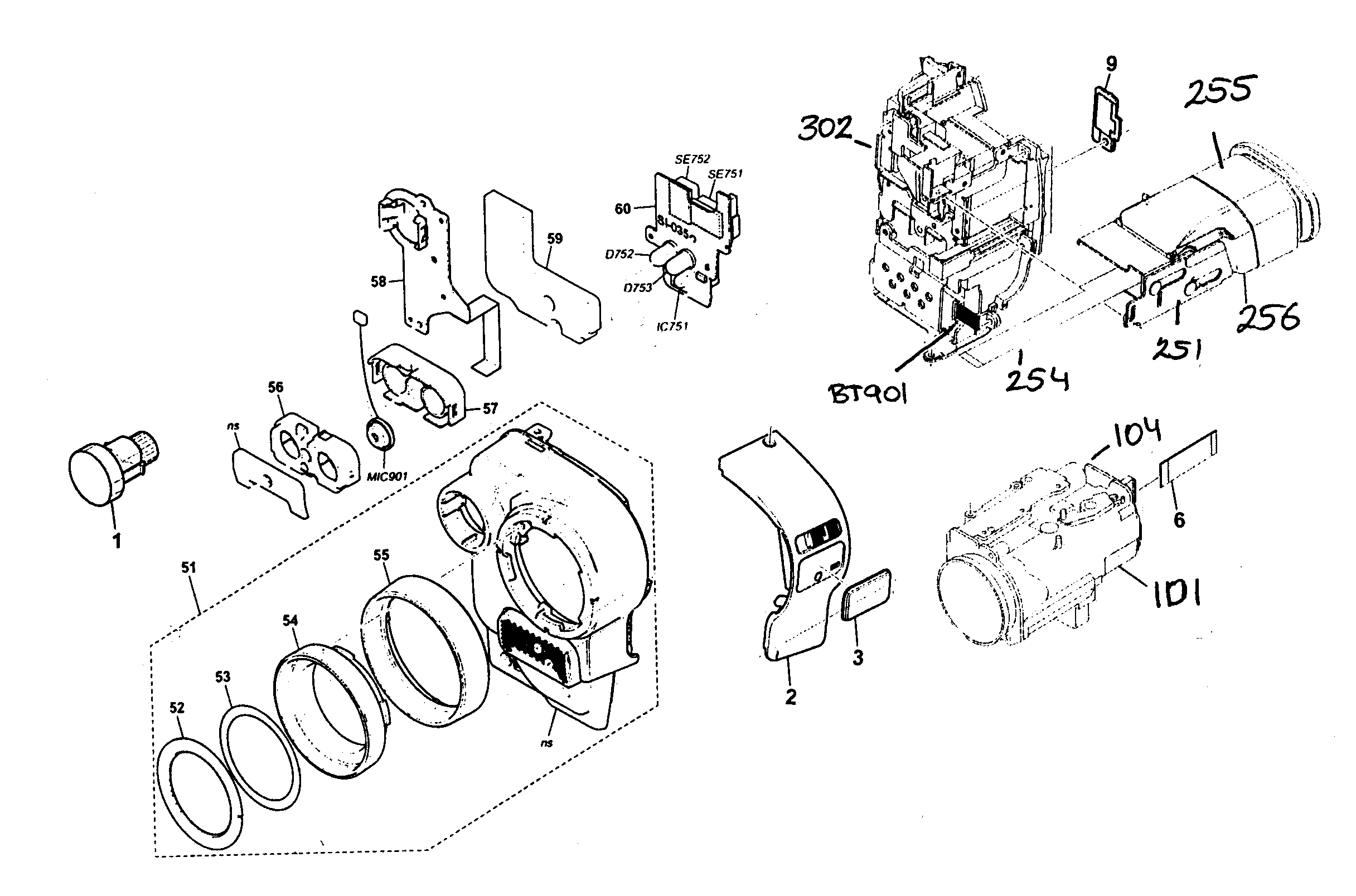 Sony CCD-TRV318 front assy diagram