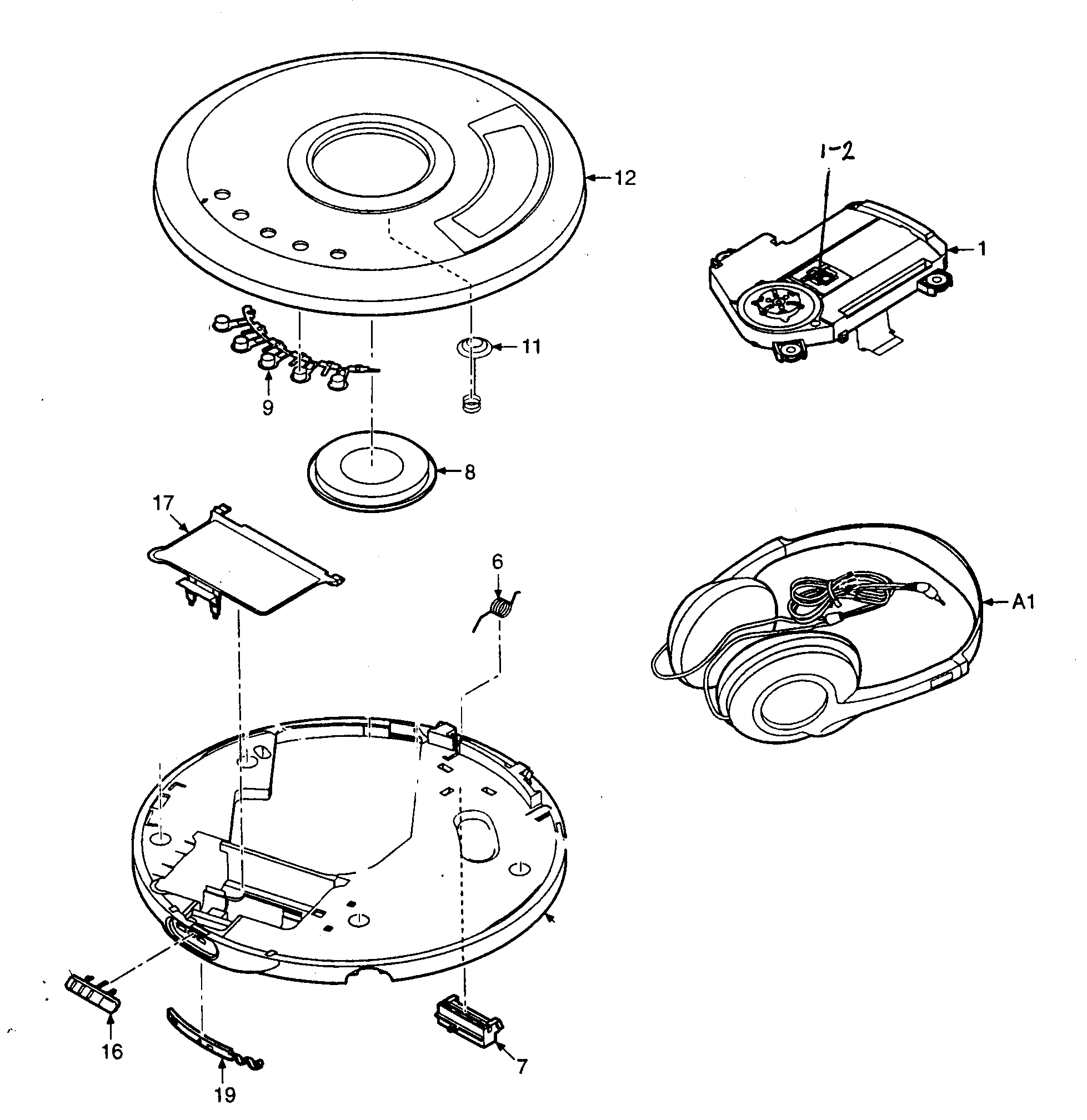 Panasonic SL-MP70P cabinet parts diagram
