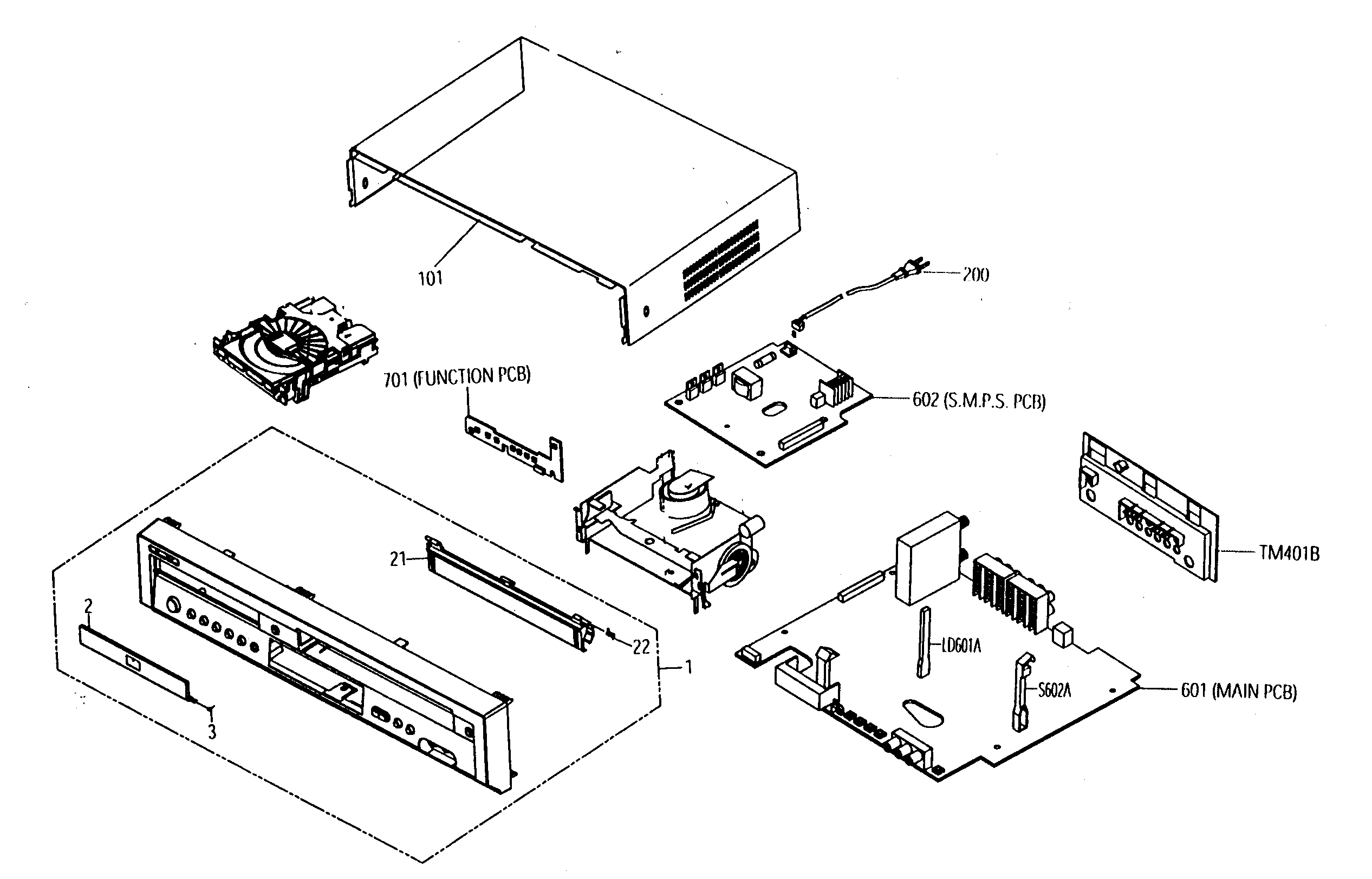 Samsung DVD-V3500 cabinet parts diagram