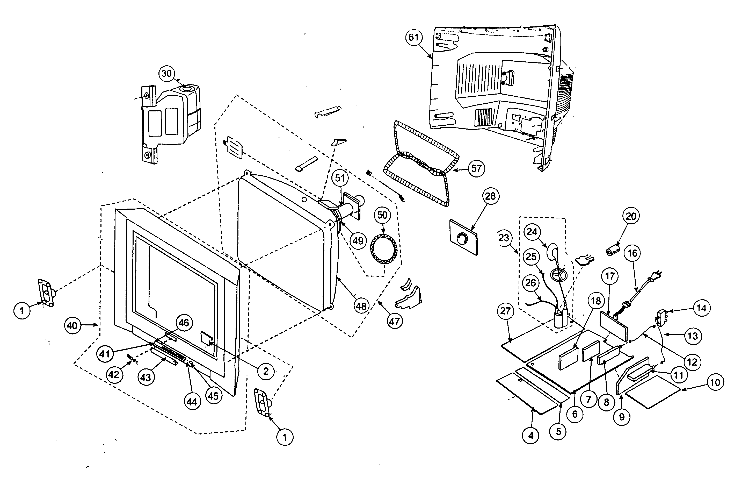 Sony KV-36FV310 cabinet parts diagram