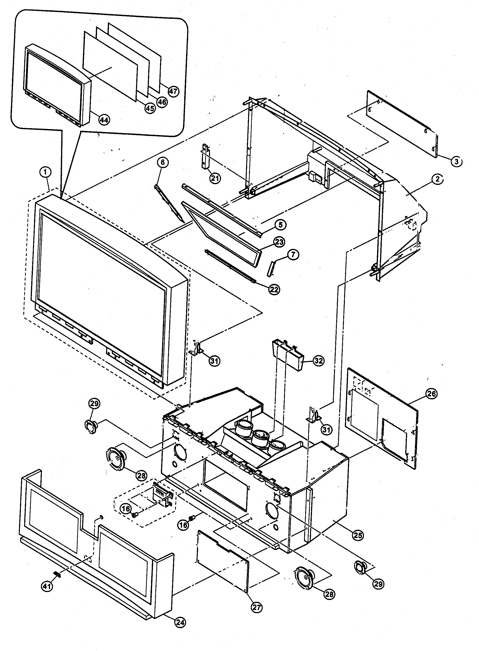 JVC AV-65WP74 cabinet parts diagram