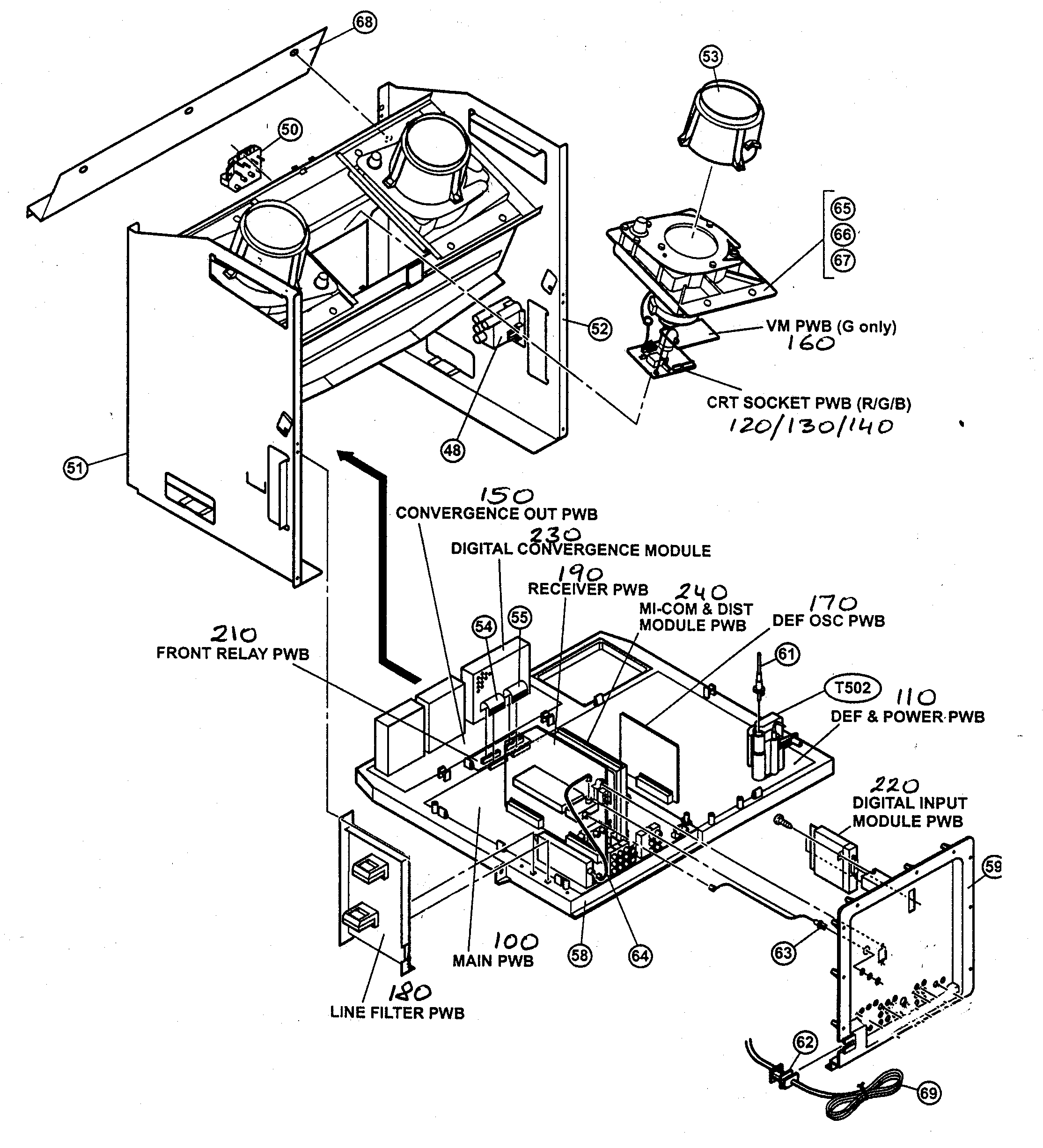 JVC AV-65WP74 crt board diagram
