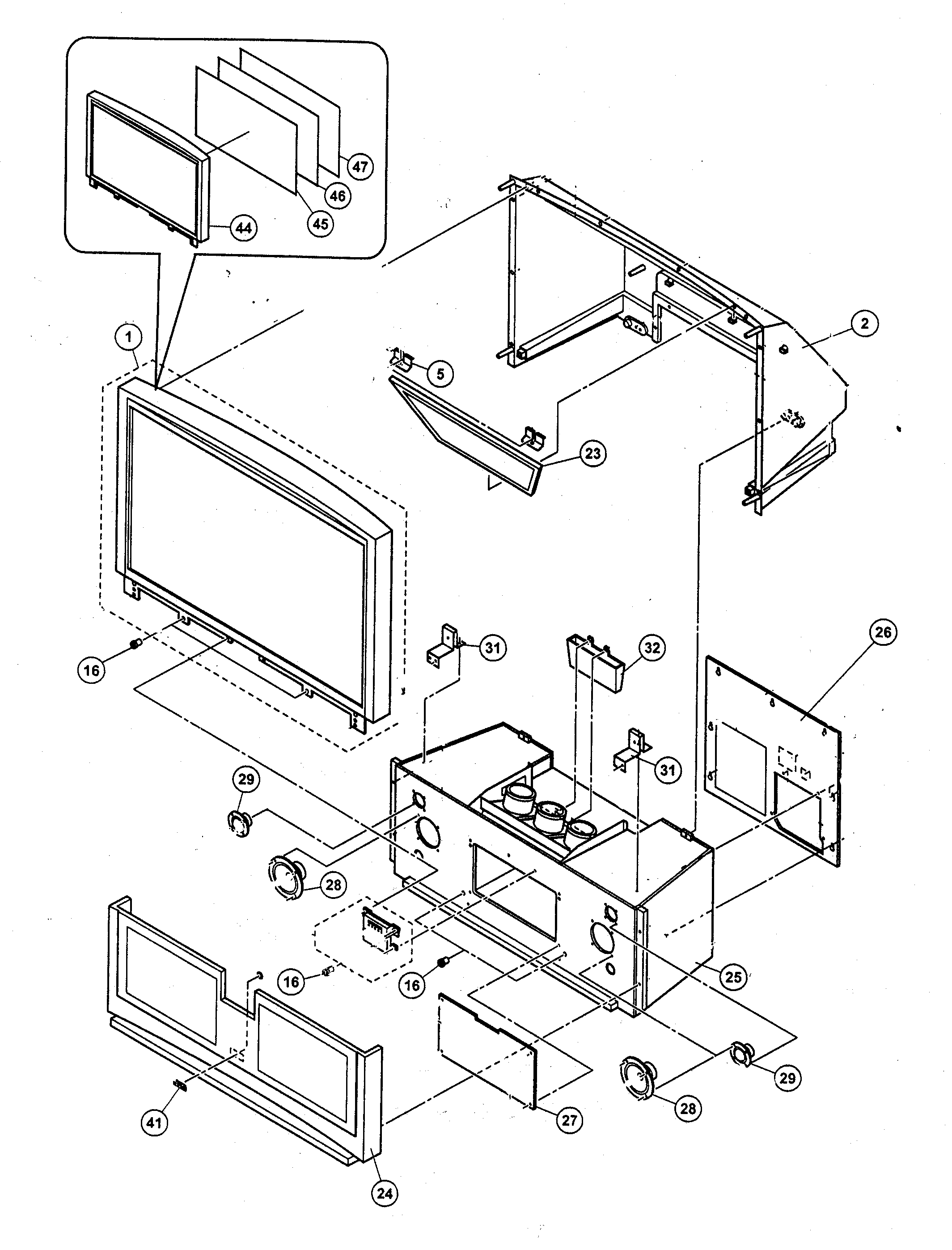 JVC AV-56WP74 cabinet parts 1 diagram