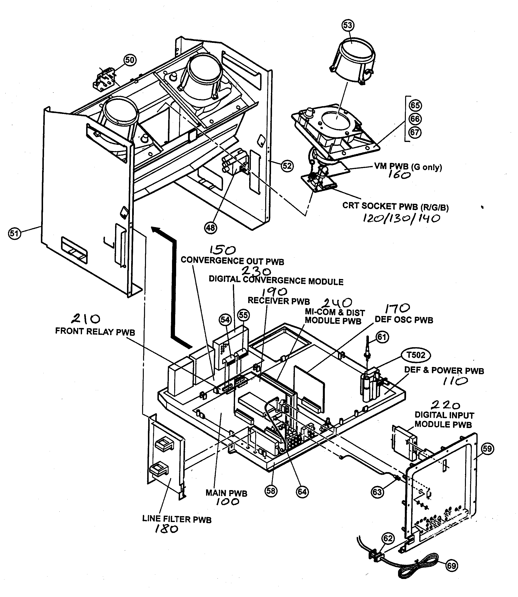 JVC AV-56WP74 cabinet parts 2 diagram