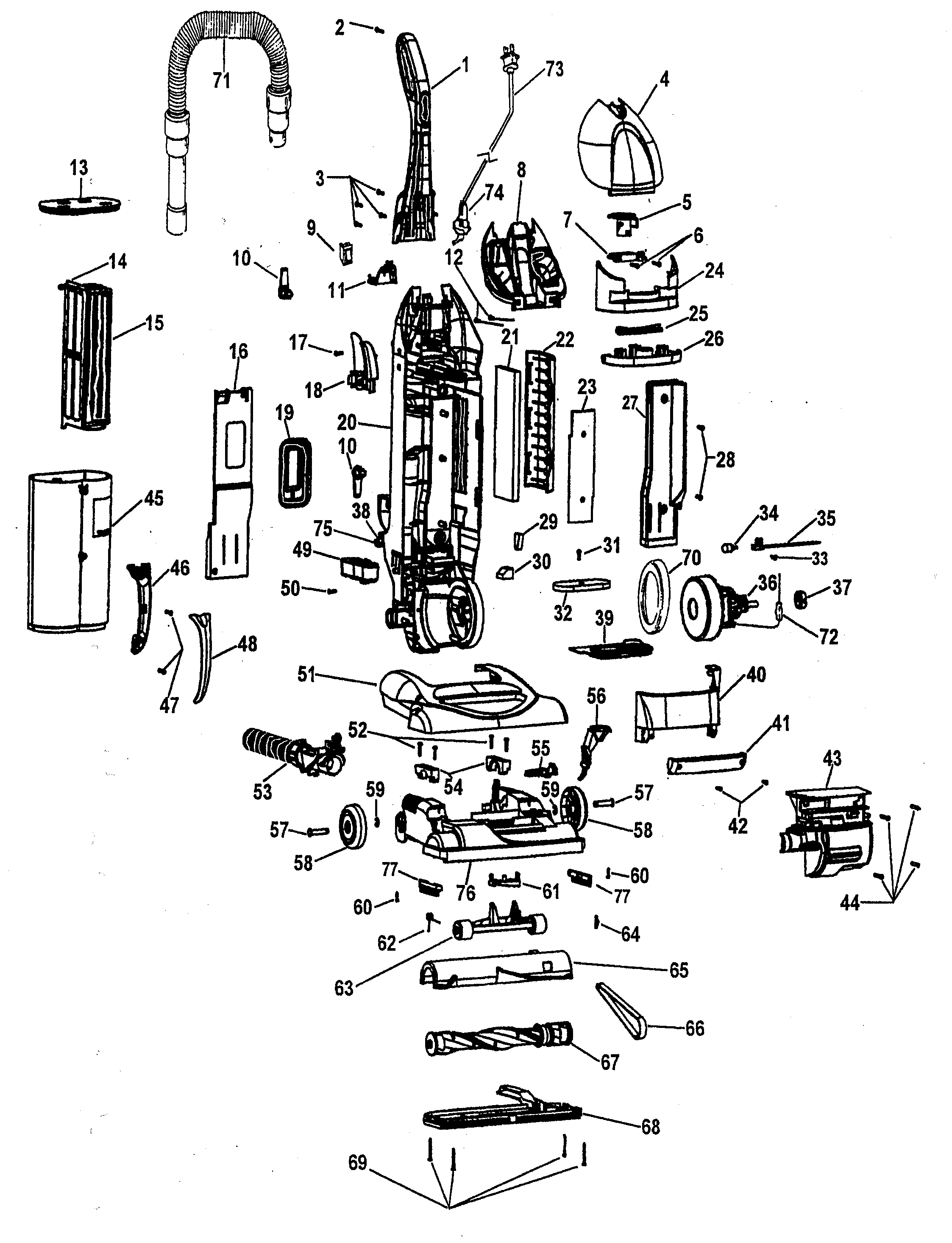 Hoover U5752-900 vacuum diagram