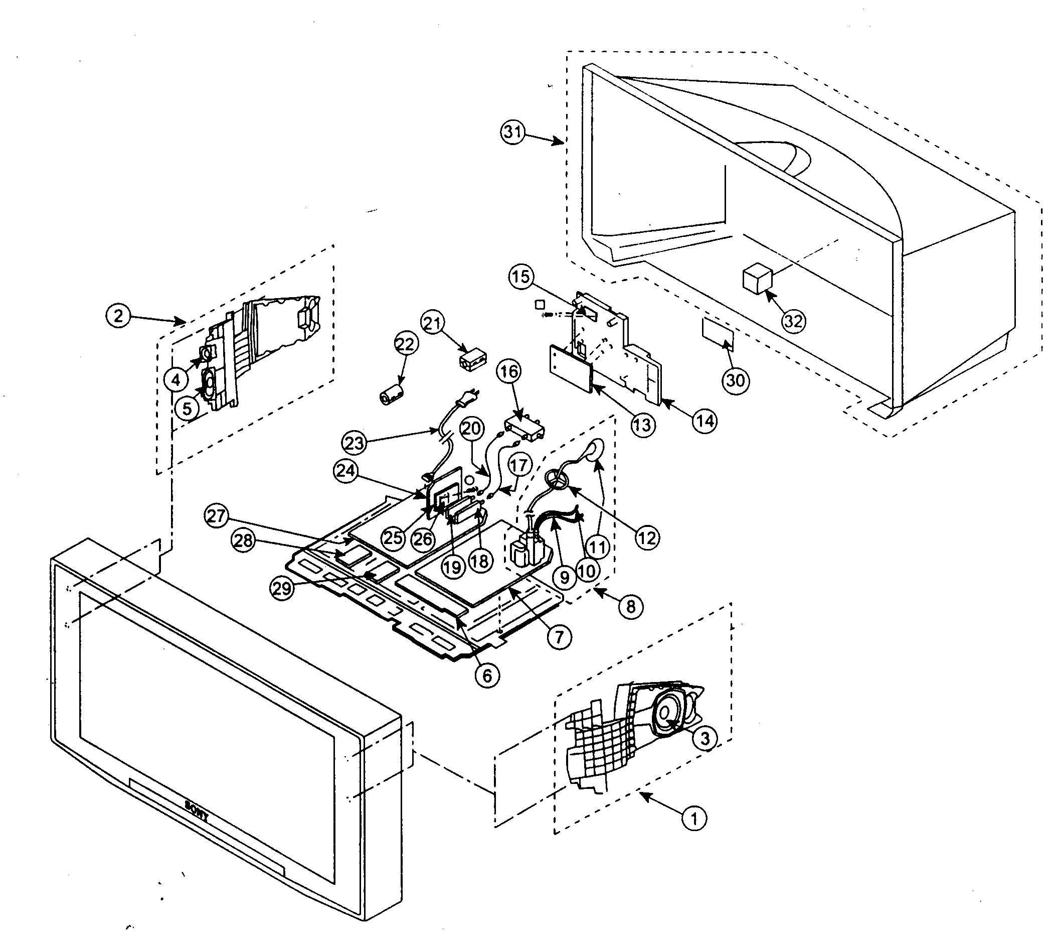 Sony KV-34HS510 cabinet parts diagram