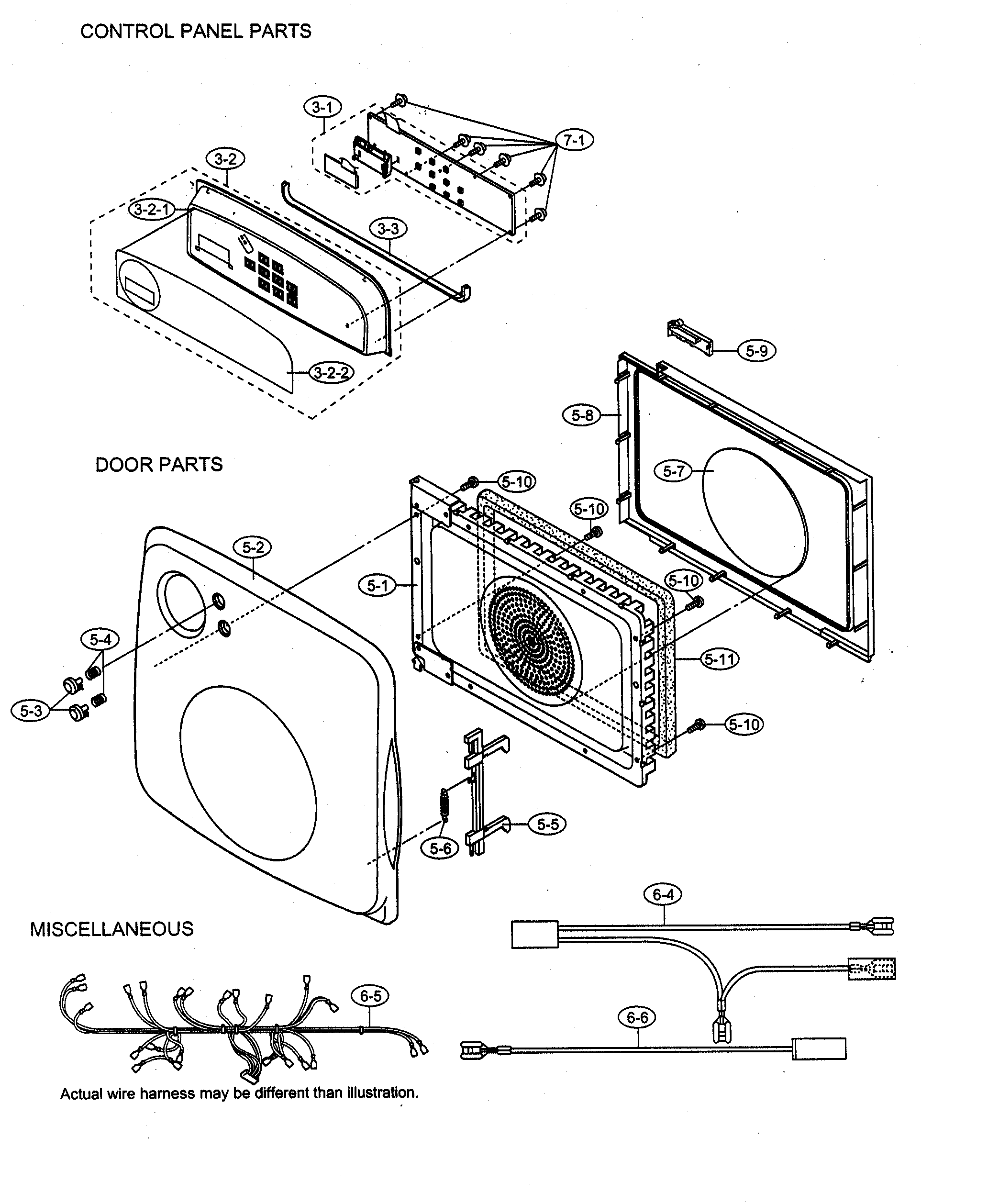 Sharp R-120DG control panel/door parts/miscellaneous diagram