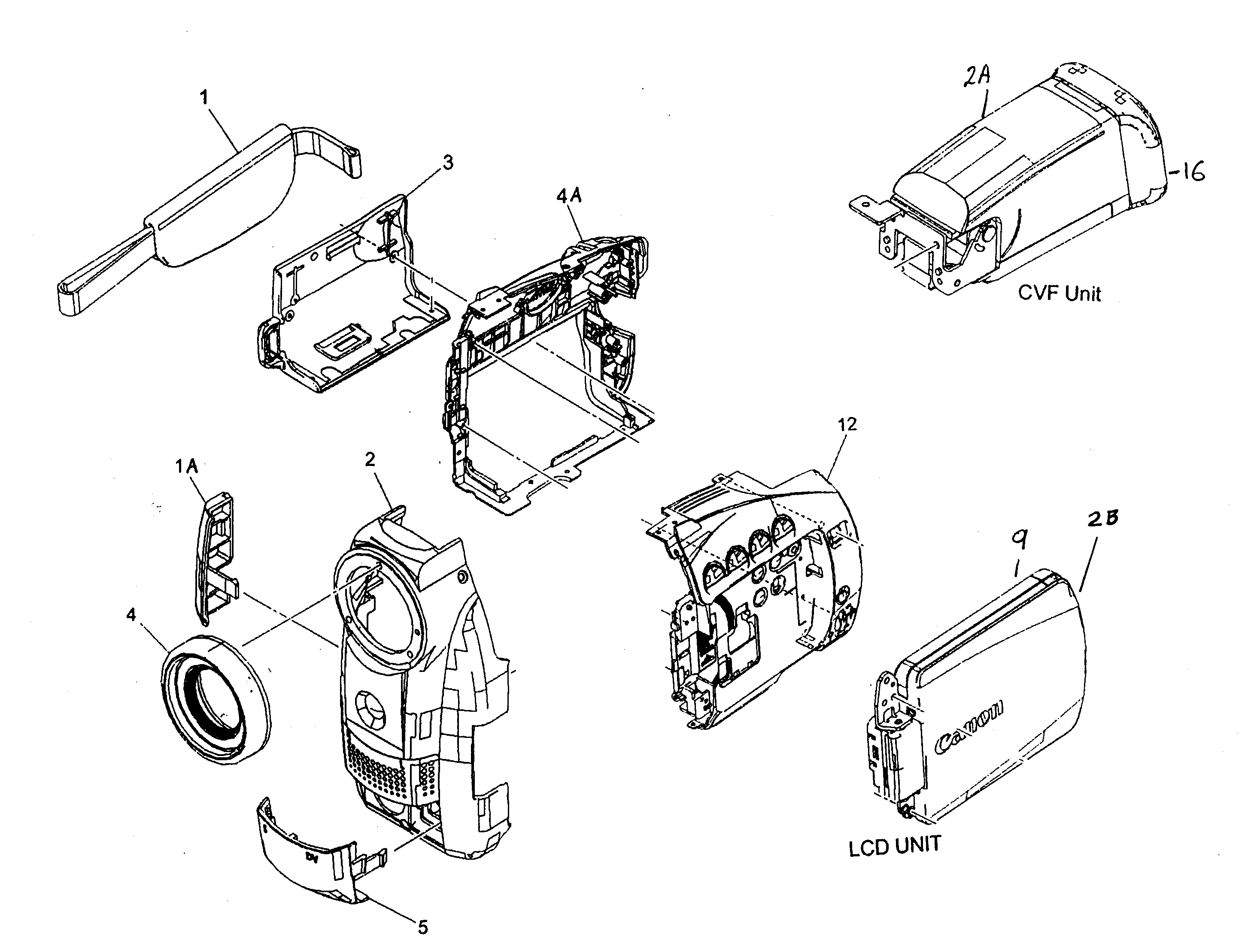Canon ZR65MCA cabinet parts diagram