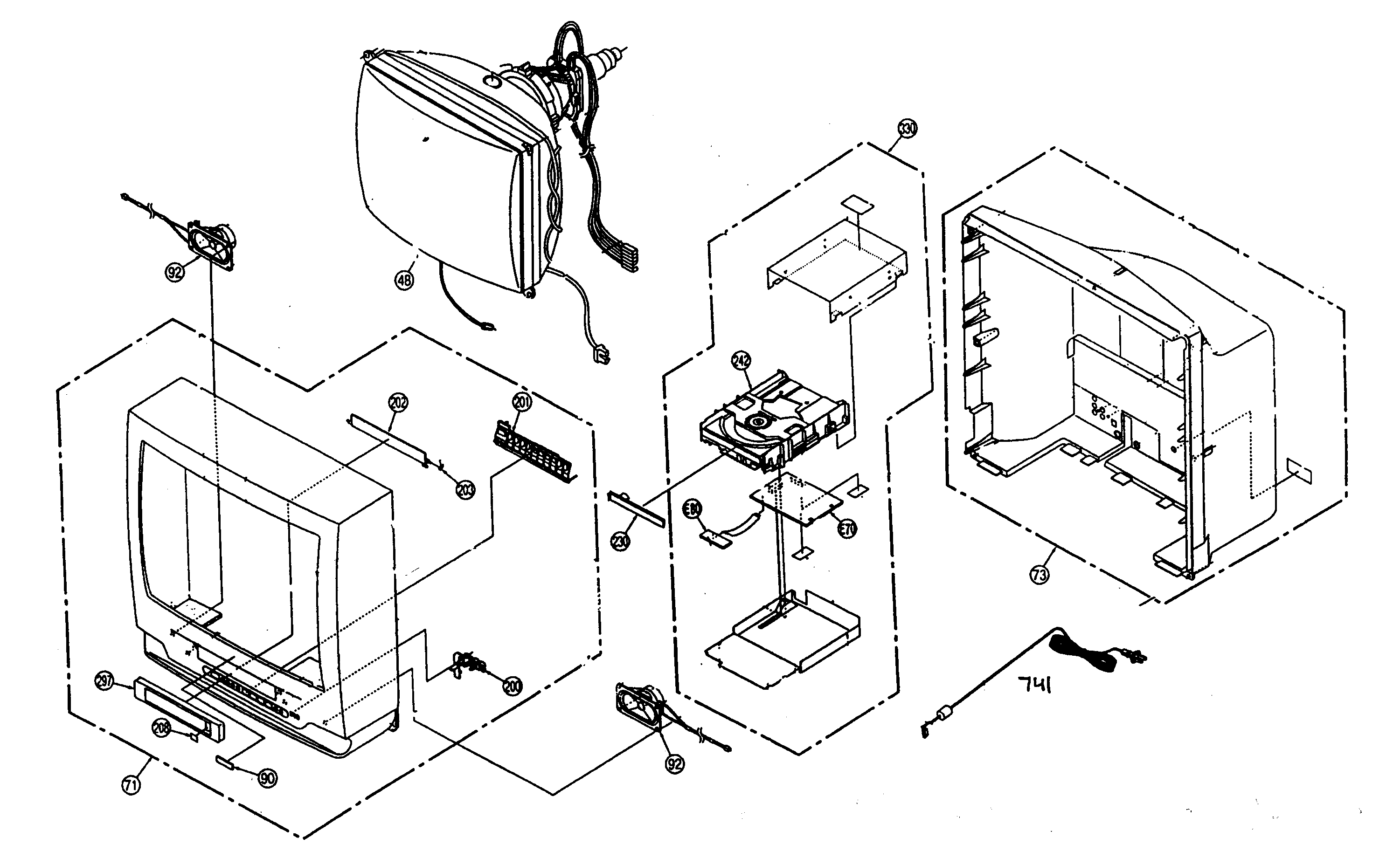 Panasonic PV-20D53 cabinet parts diagram