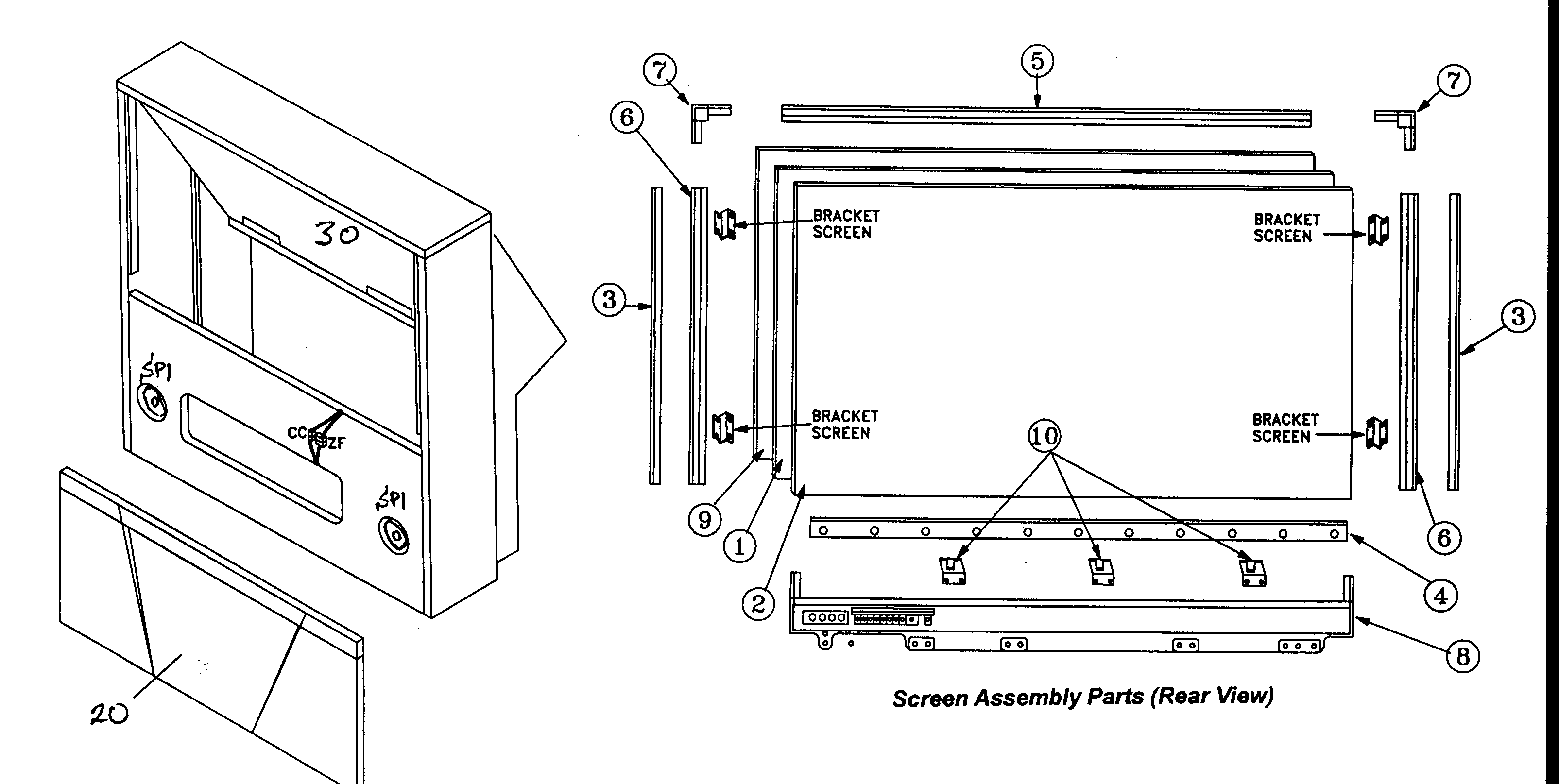 Mitsubishi WS-65313 cabinet parts diagram