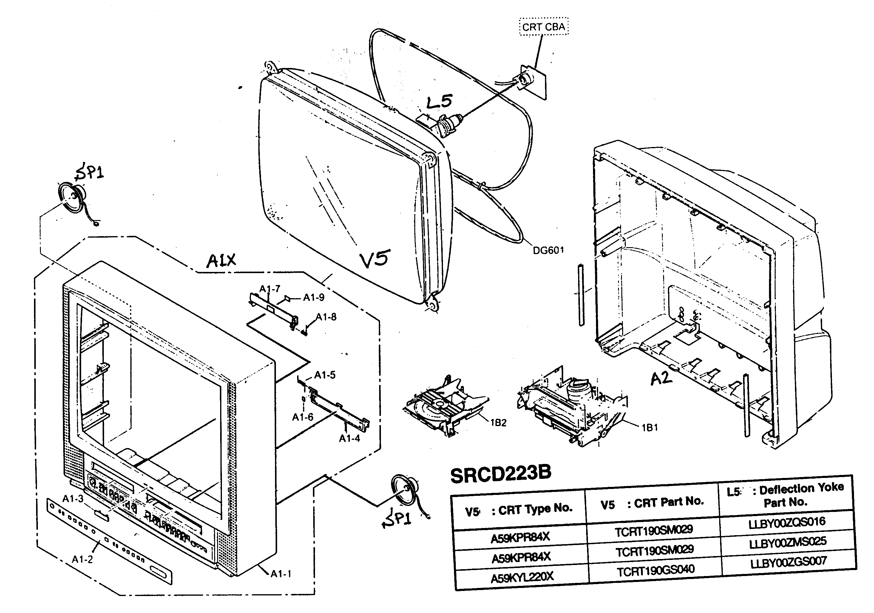 Sylvania SRCD223B cabinet parts diagram
