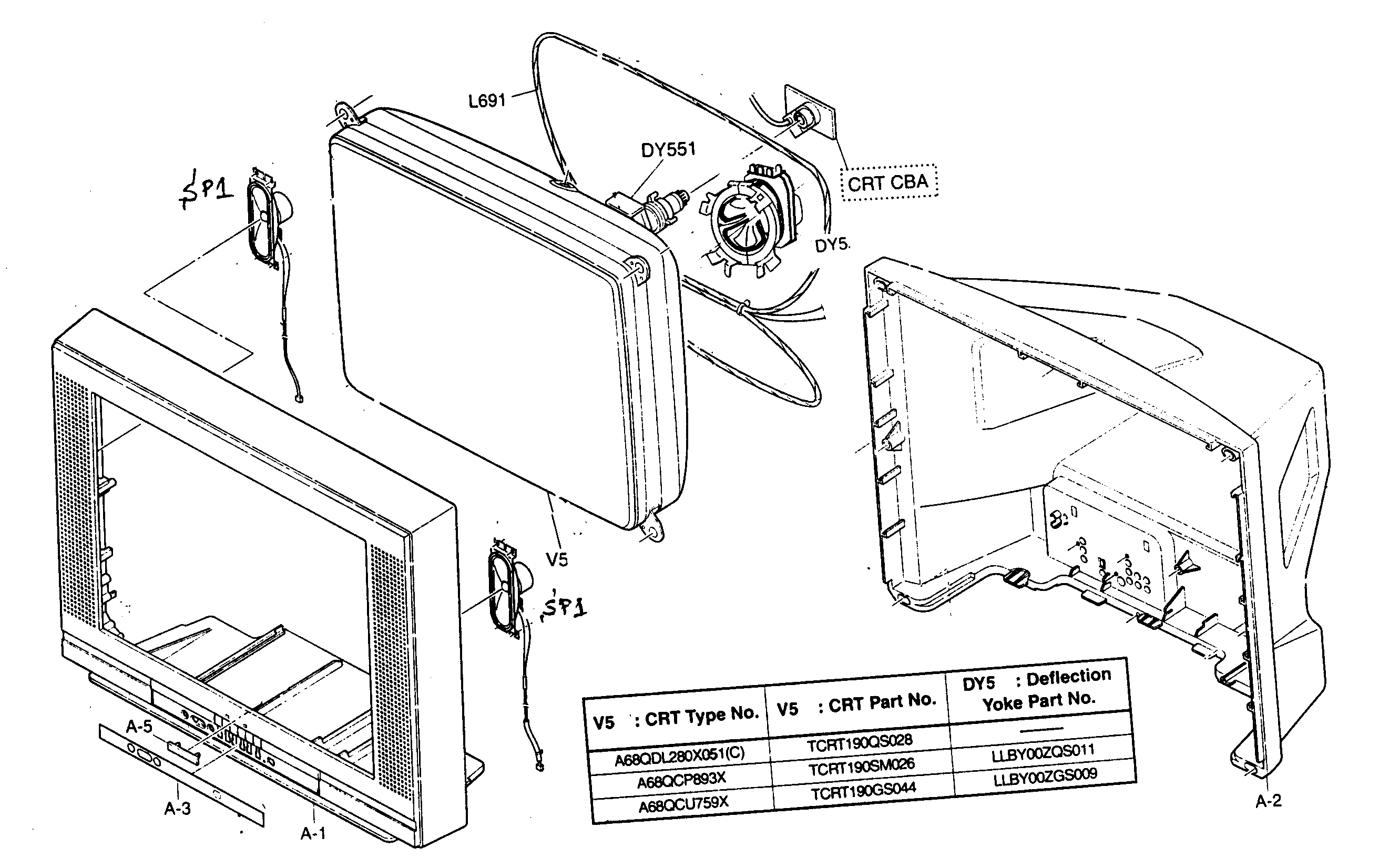 Sylvania SRT4127P cabinet parts diagram