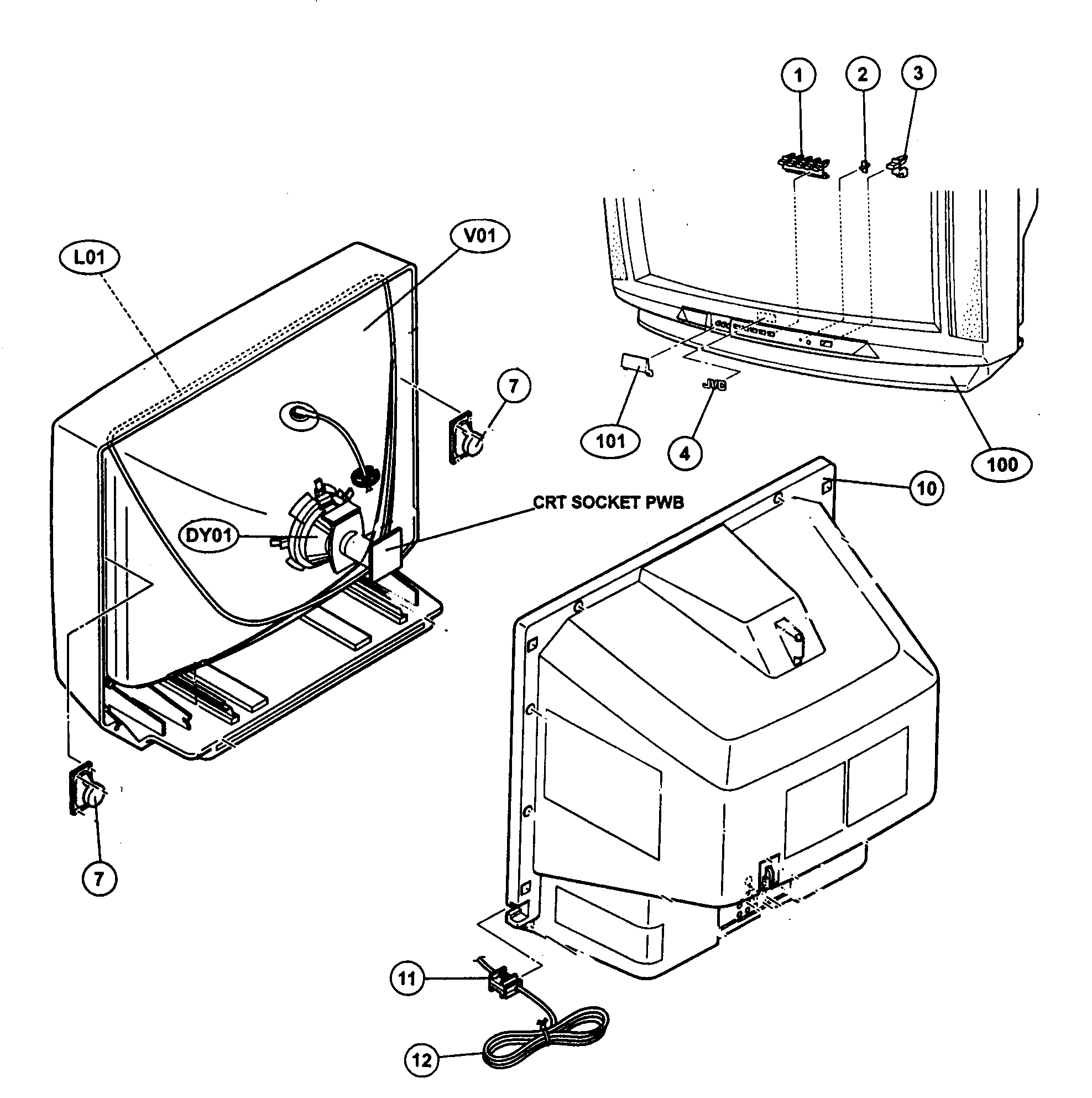 JVC AV-20D202S cabinet parts diagram