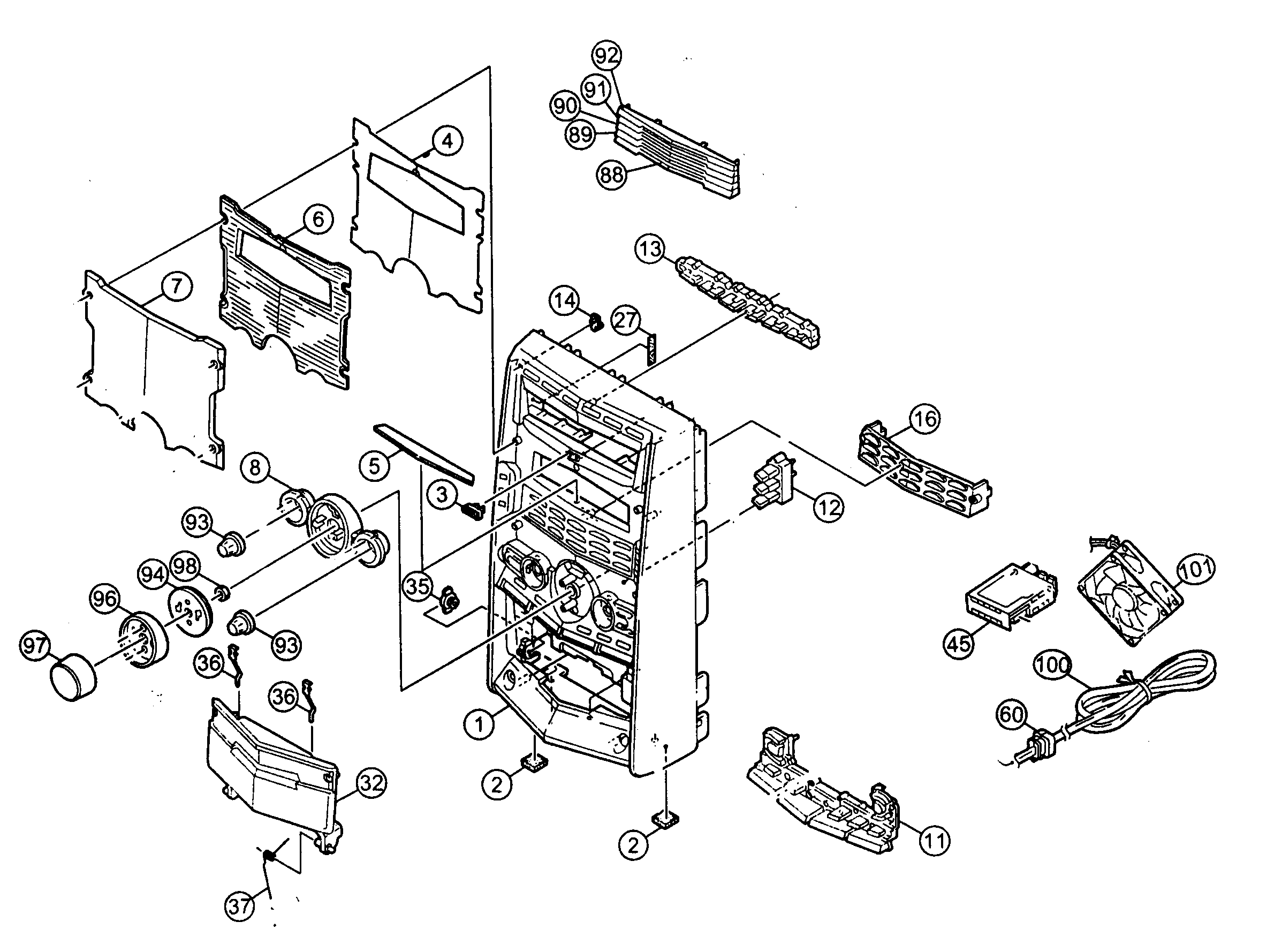 JVC HX-Z10 cabinet parts diagram