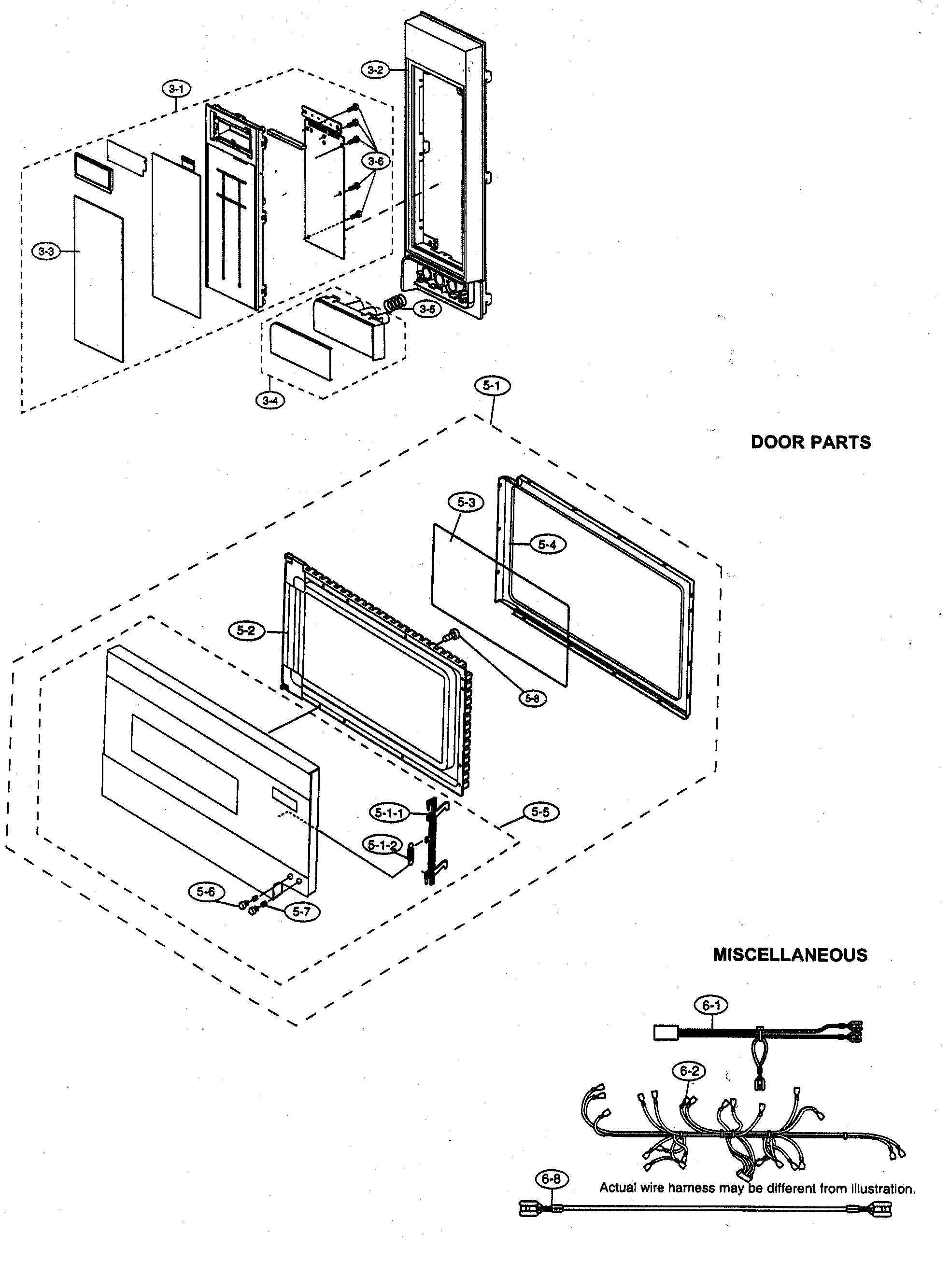 Sharp R-414HS control panel/door parts/miscellaneous diagram