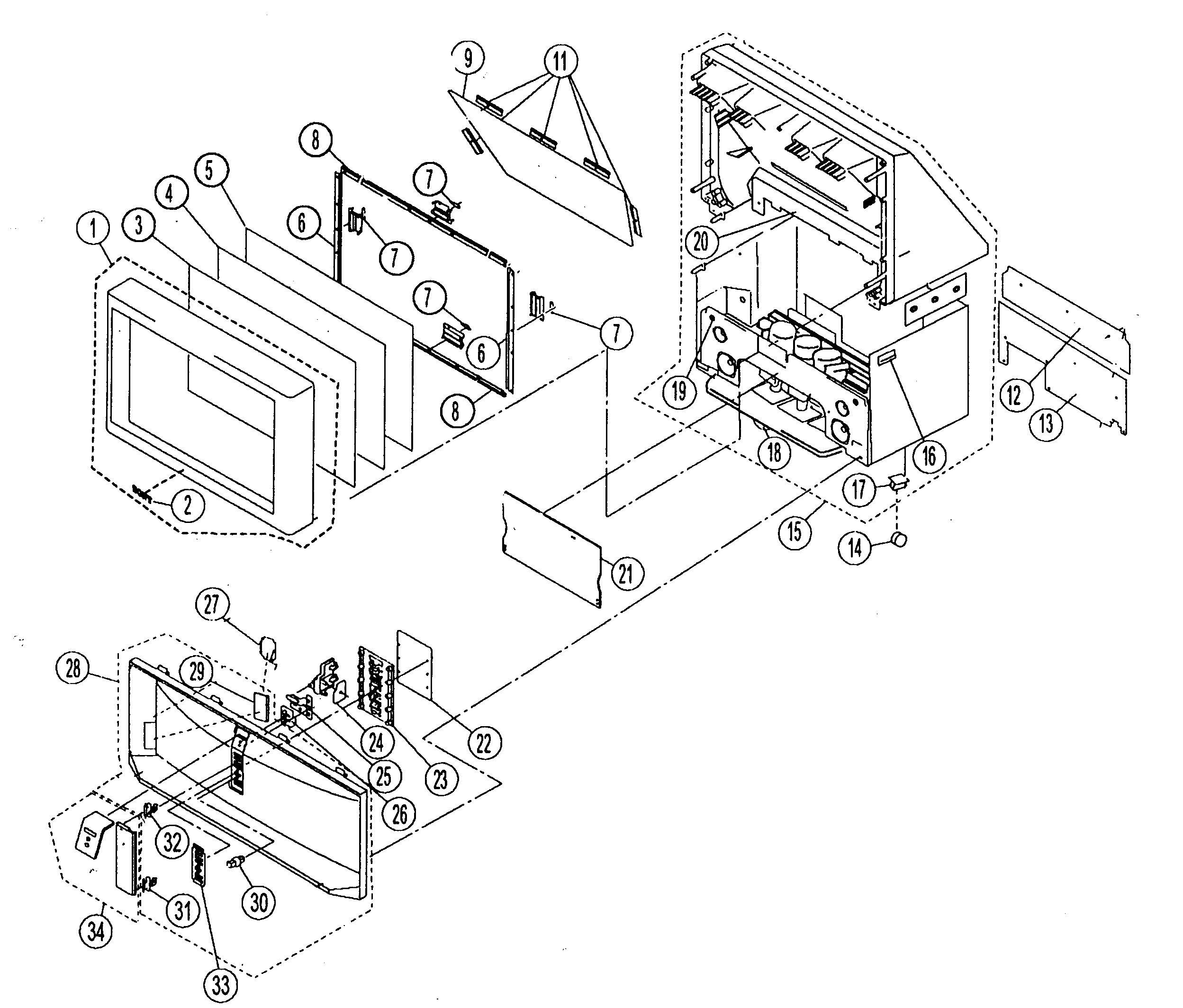 Sony KP-65WS510 cabinet parts diagram