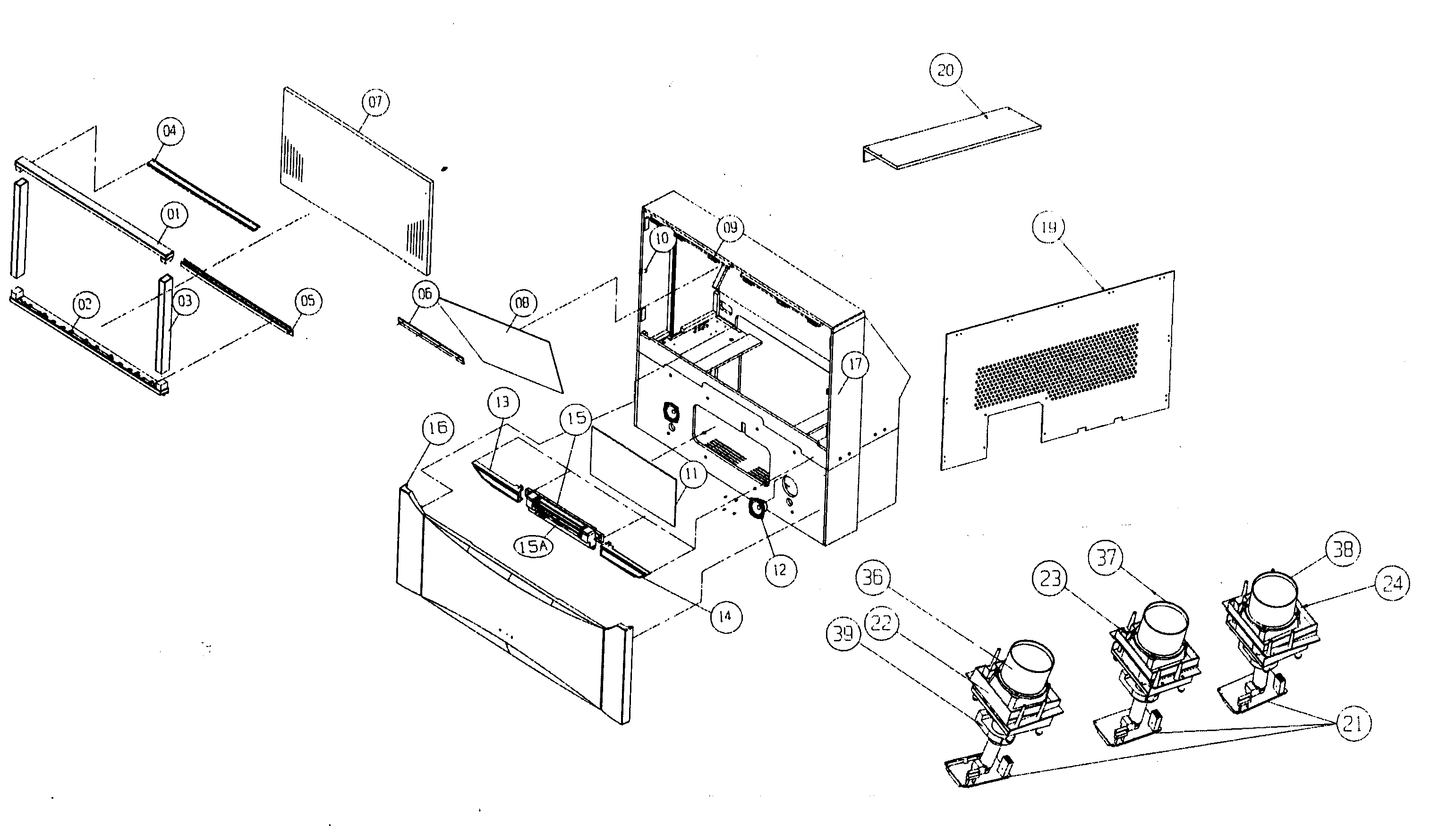 Hitachi 65S700 cabinet parts diagram
