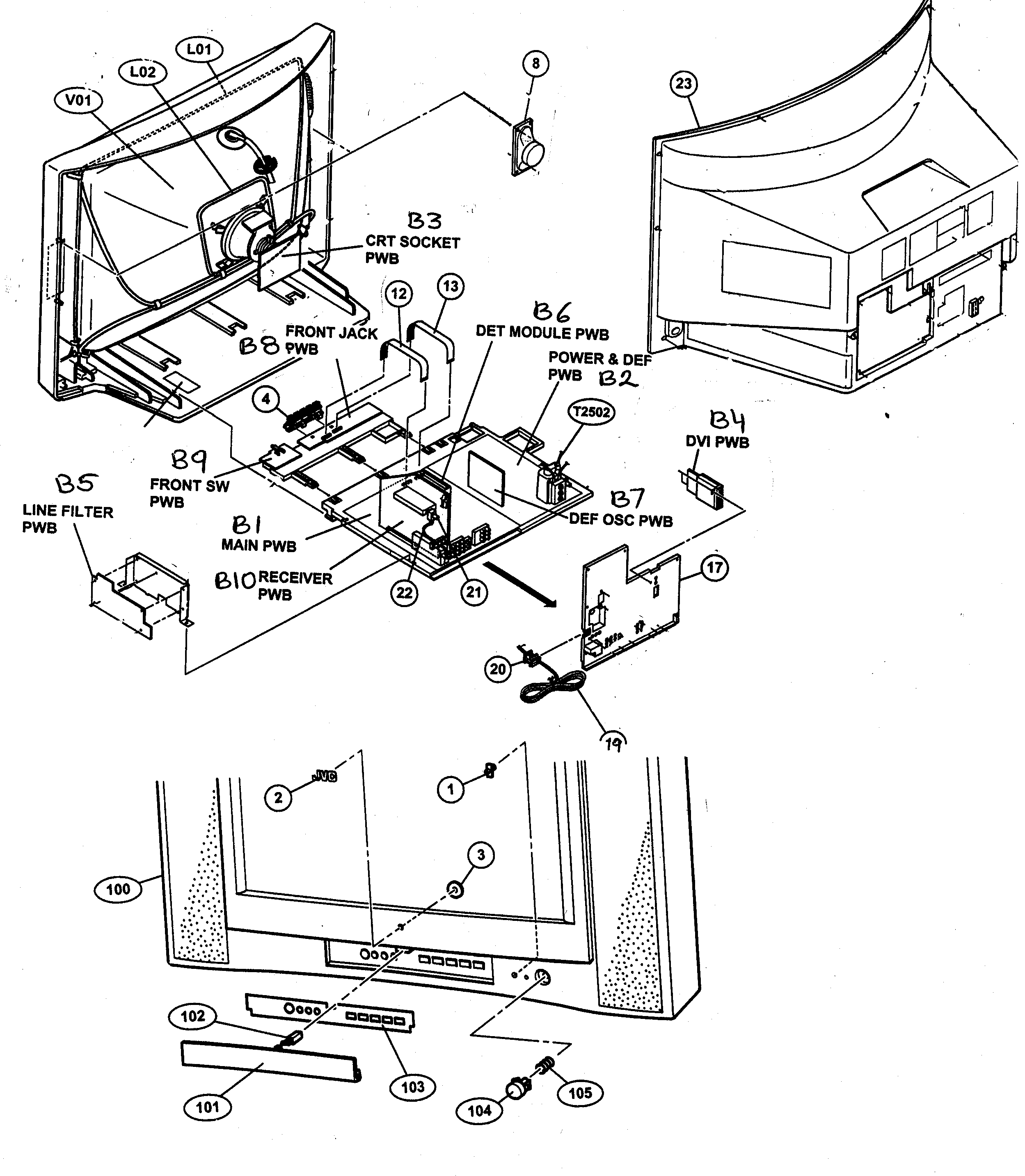 JVC AV-32DF74YA cabinet parts diagram