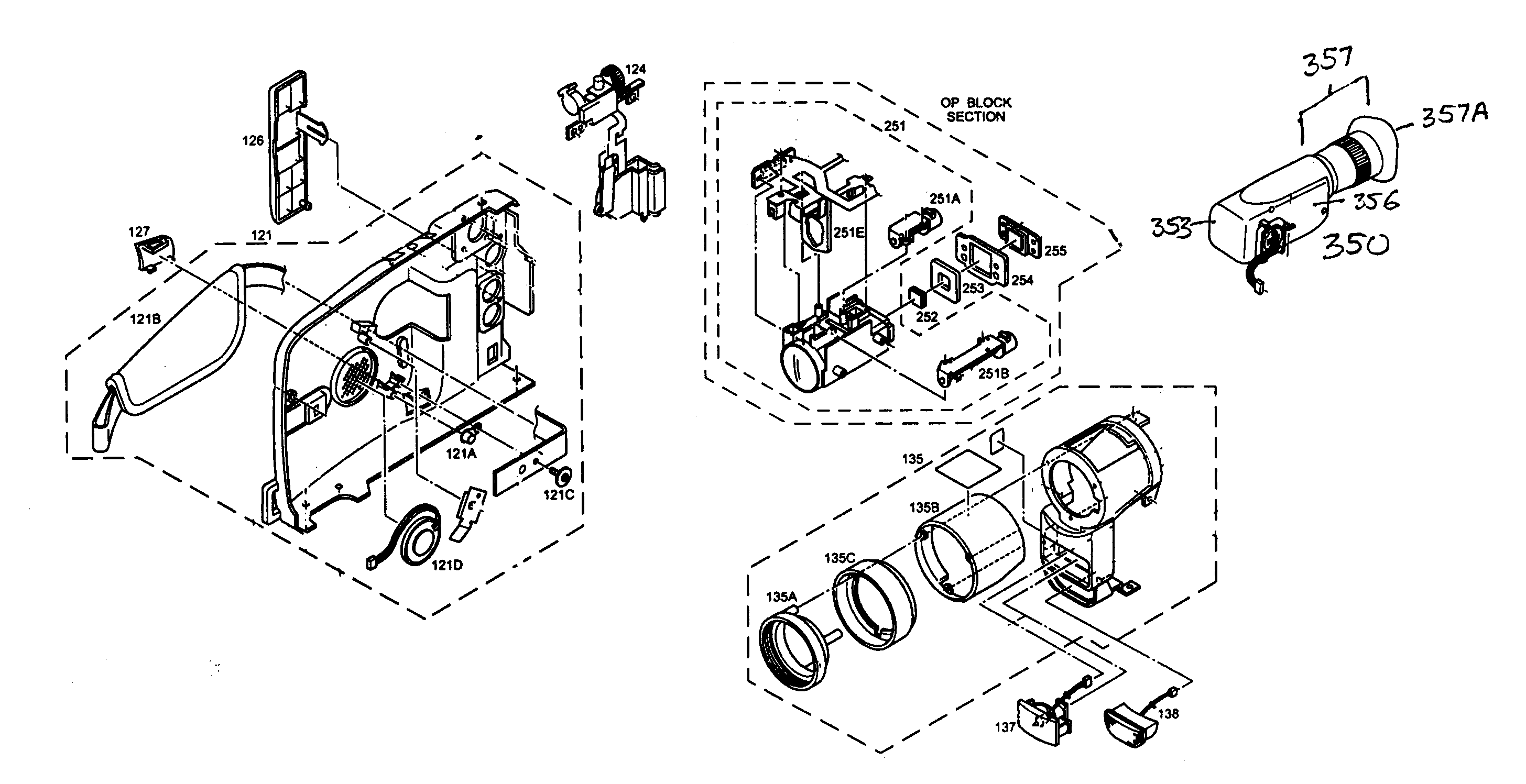 JVC GR-SXM250US cabinet parts diagram