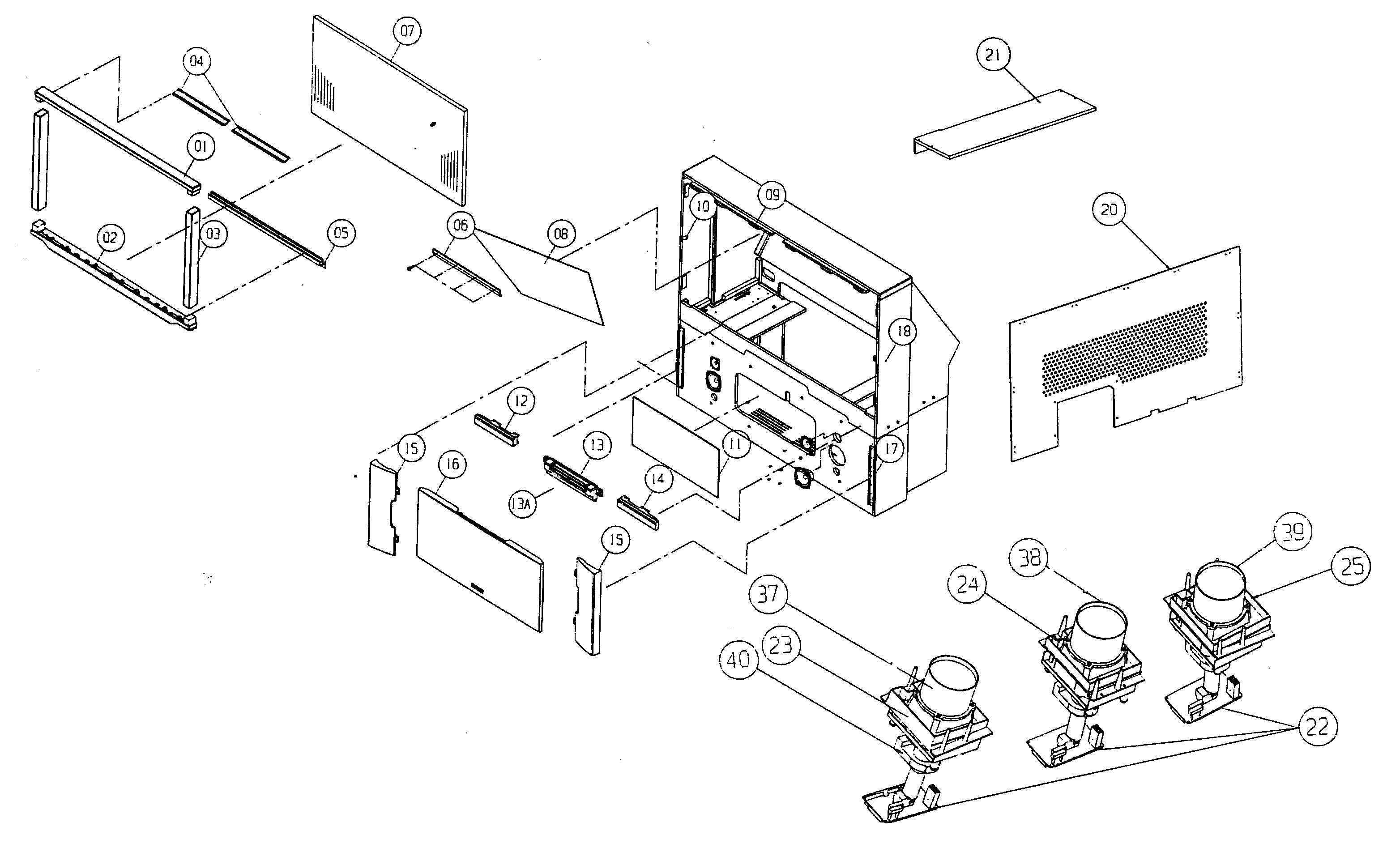 Hitachi 65X500 cabinet parts diagram