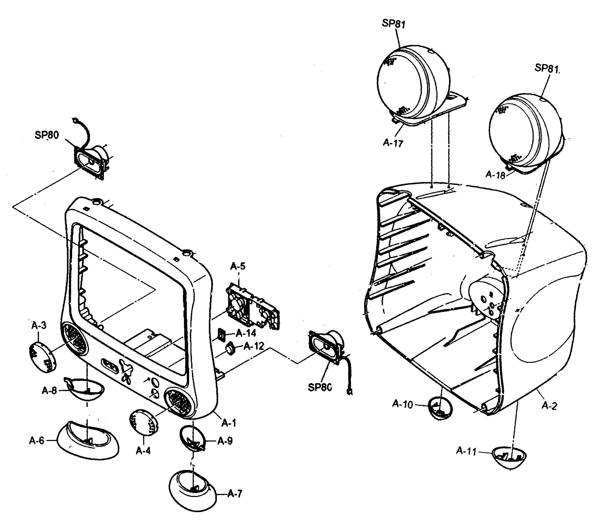 Memorex DT1300-P cabinet parts diagram