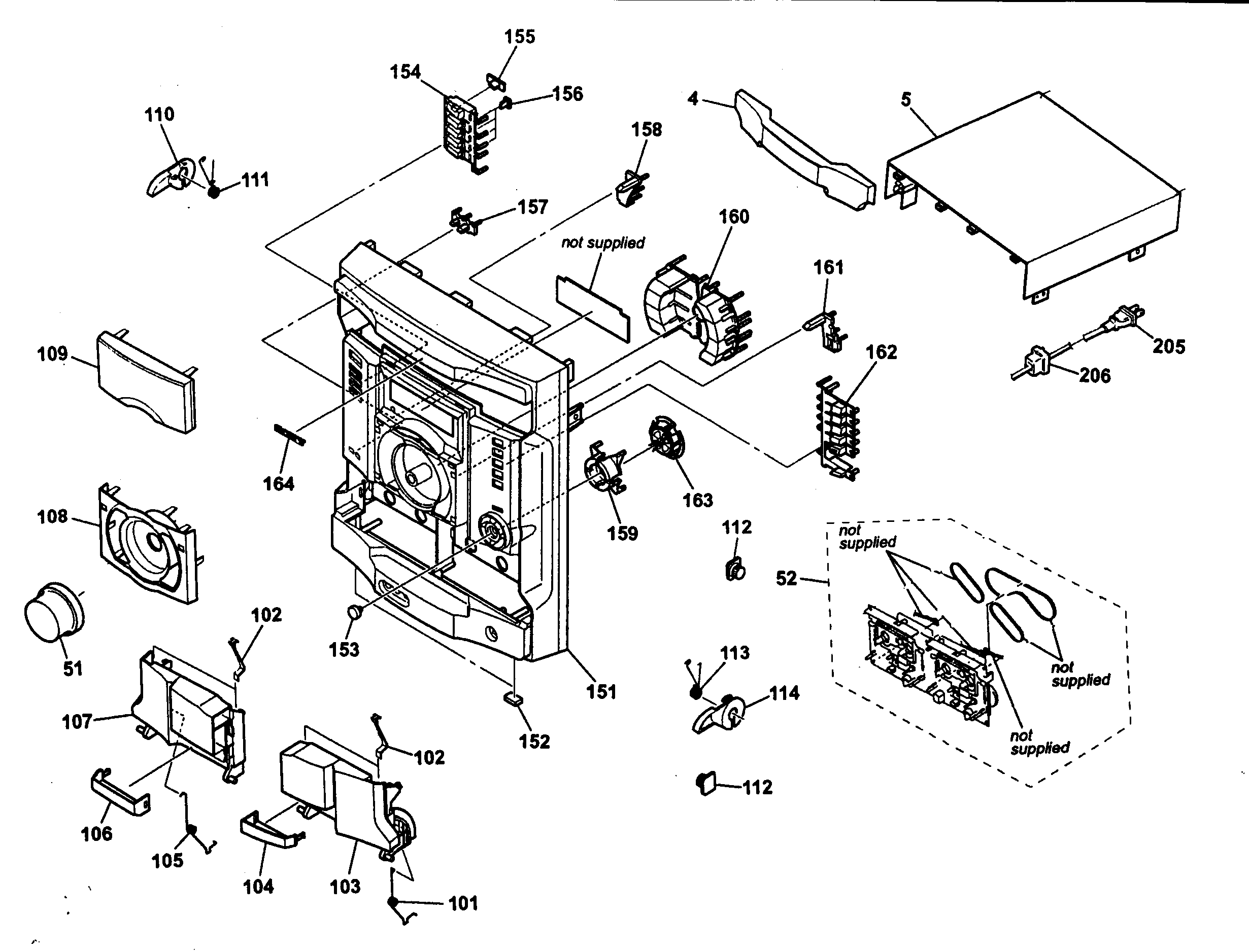 Sony HCD-GX45 cabinet parts diagram