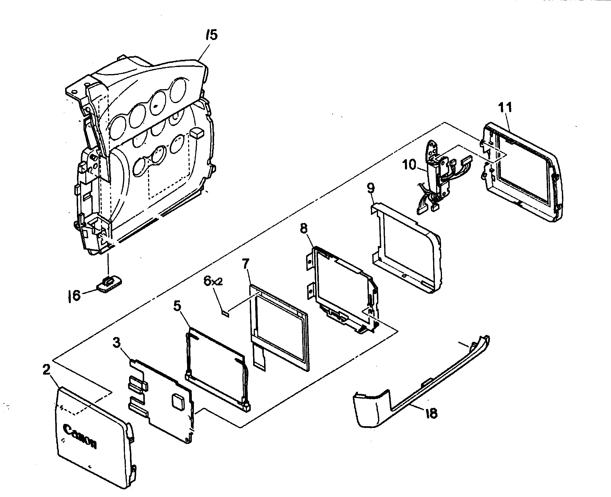 Canon ZR45MC lcd assy diagram