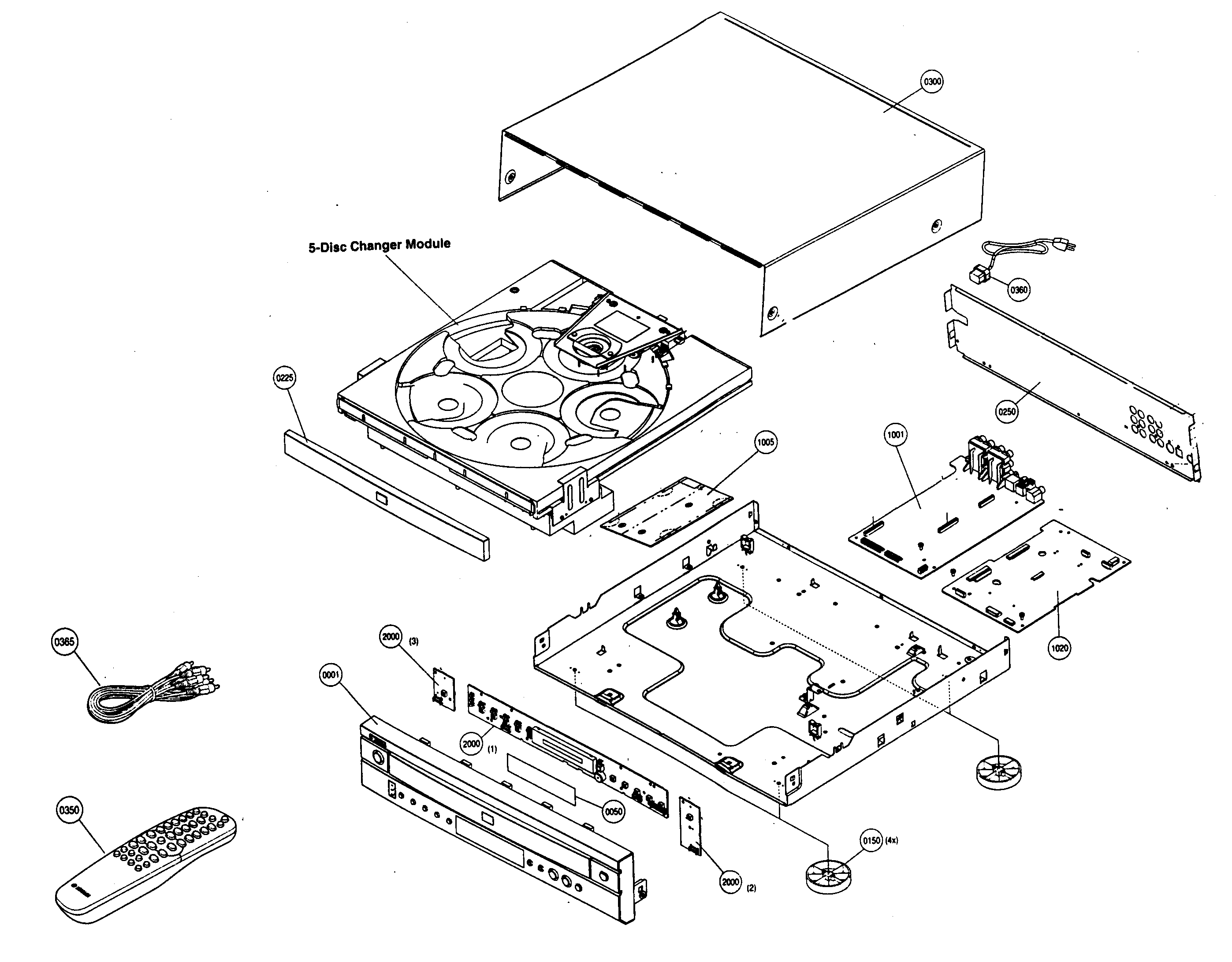 Yamaha DVD-C740 cabinet parts diagram
