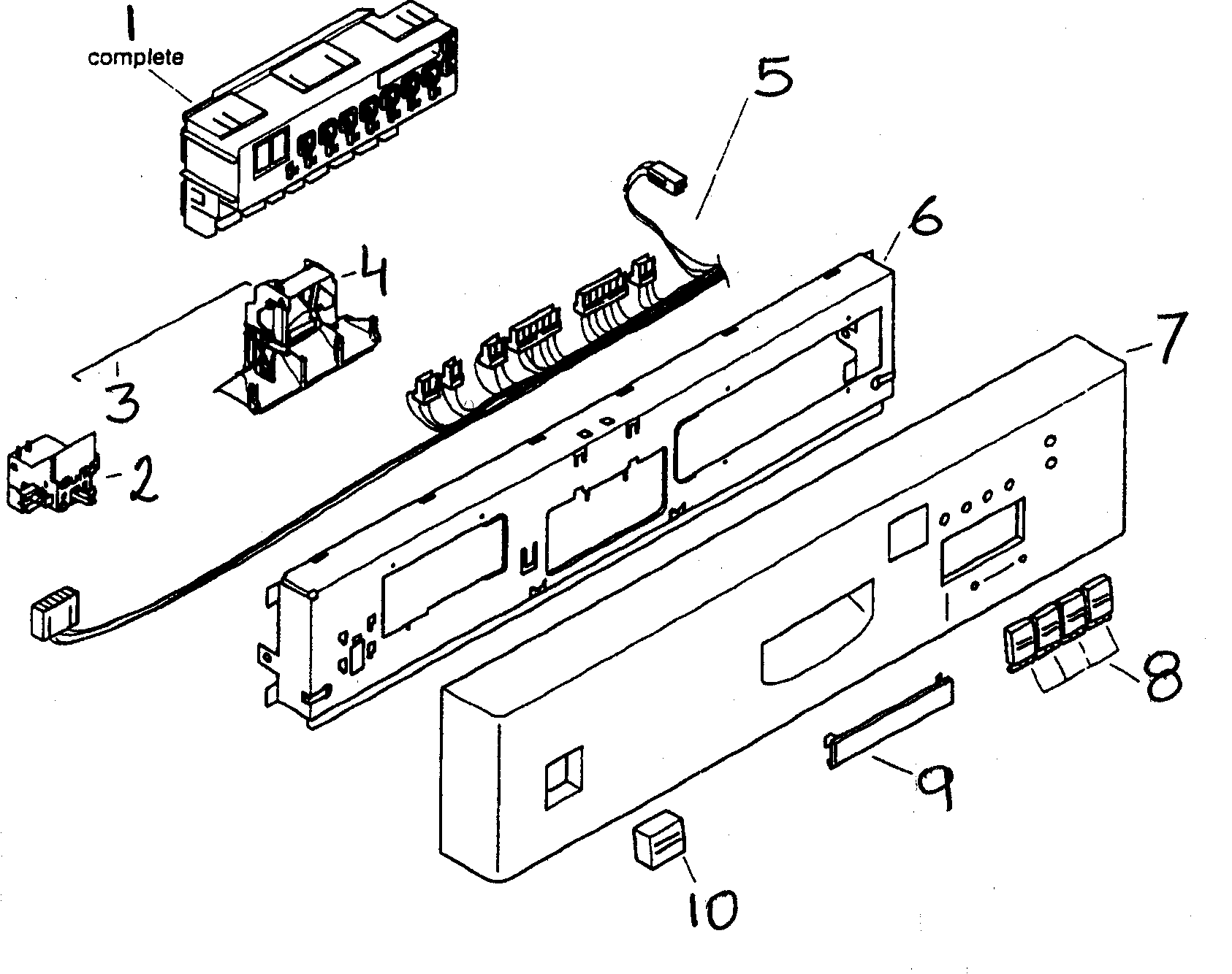 Bosch SHU43C02UC/14 fascia panel diagram